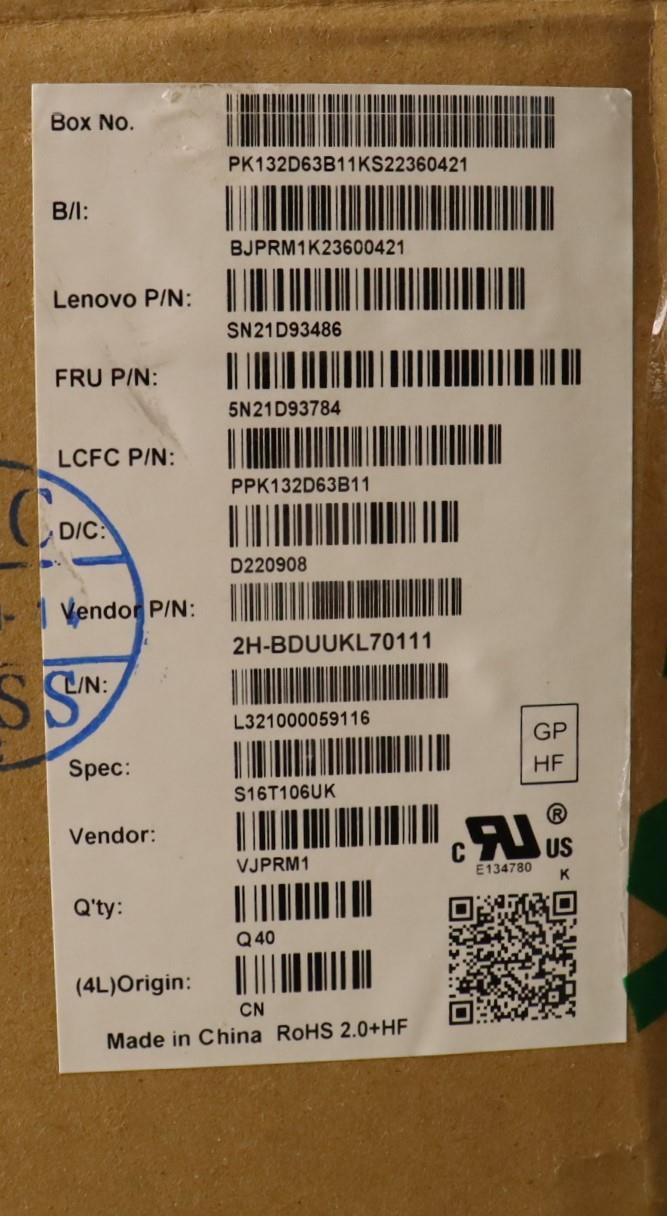 Lenovo Internal Keyboard, UK English, Black, Backlit, w/Number Pad - 5N21D93784