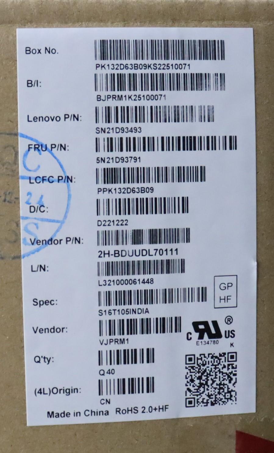 Lenovo Nbkyb Cs22 Nm Top,Bkbl,Pmx,Ind - 5N21D93791