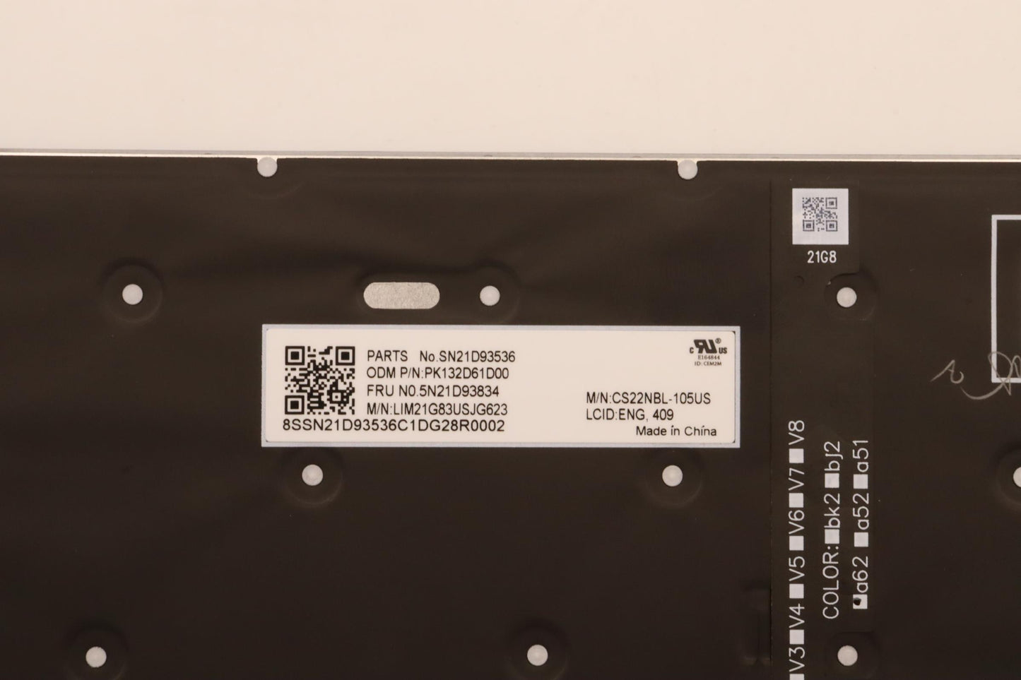 Lenovo Keyboard Internal, USA English, Black, Backlit, with Number Pad - 5N21D93834