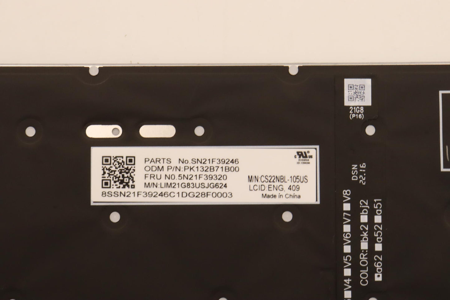 Lenovo Keyboard, Internal, USA English, Backlight, Grey - 5N21F39320