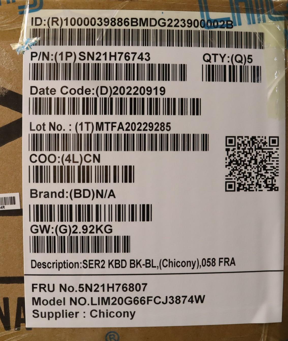 Lenovo Nbkyb Ser2 Kbd Bkbl,Chy,058 Fr - 5N21H76807