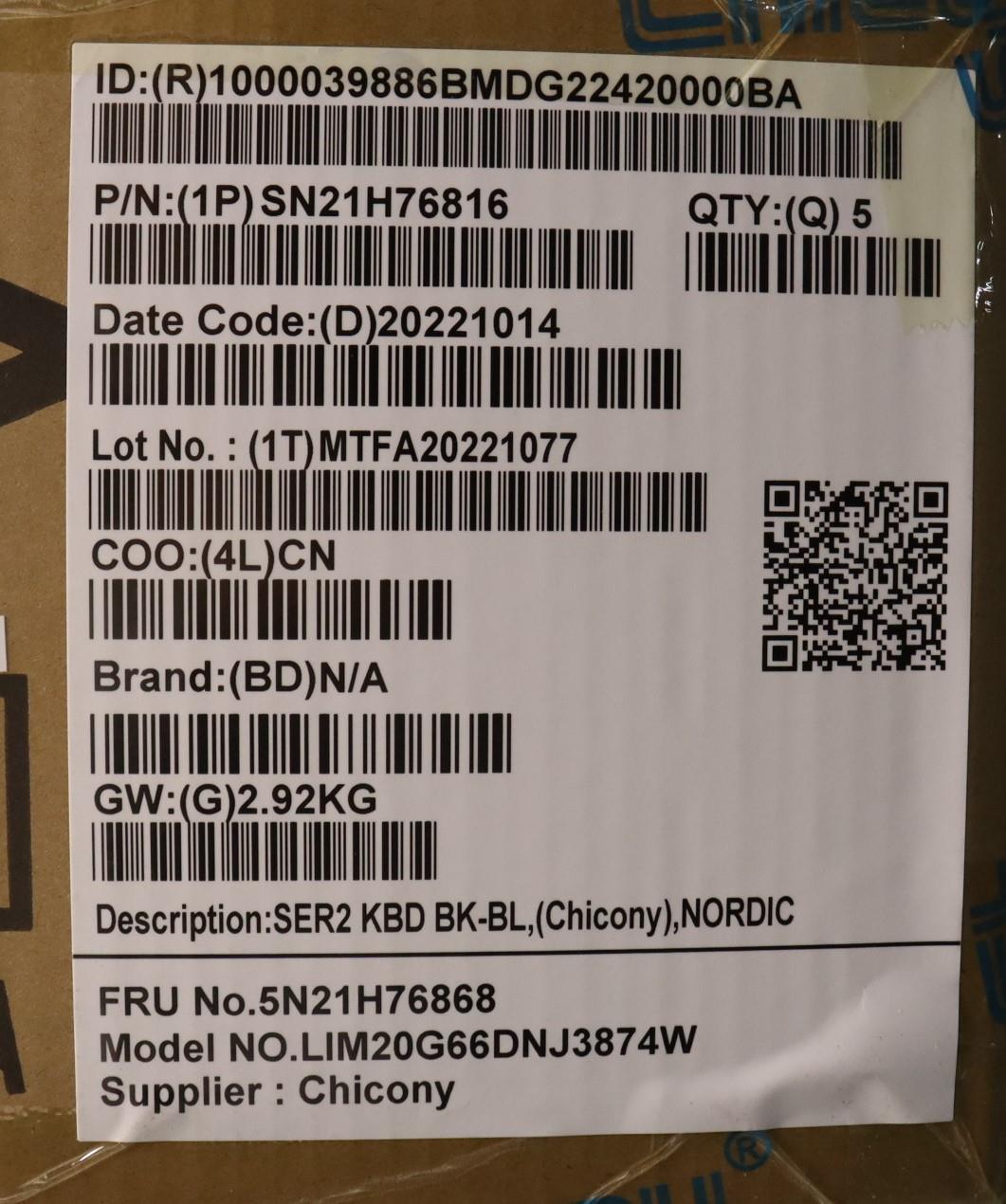 Lenovo Nbkyb Ser2 Kbd Bkbl,Chy,Nordic - 5N21H76868