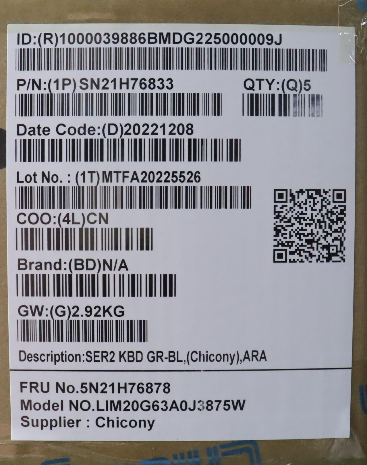Lenovo Nbkyb Ser2 Kbd Grbl,Chy,Ara - 5N21H76878