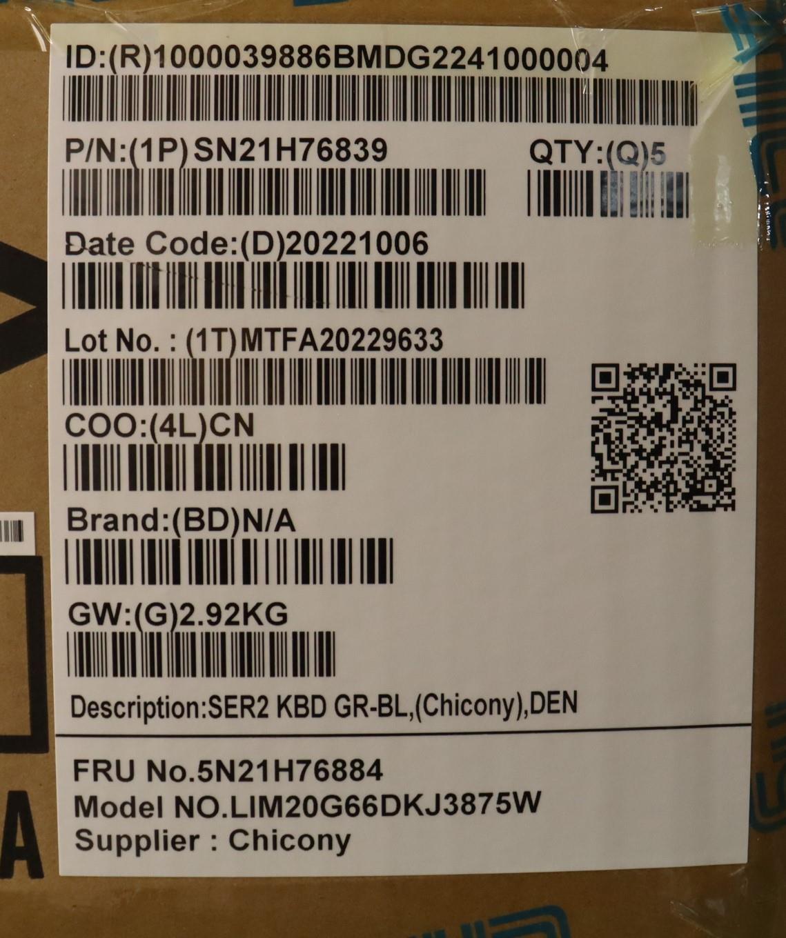 Lenovo Nbkyb Ser2 Kbd Grbl,Chy,Den - 5N21H76884
