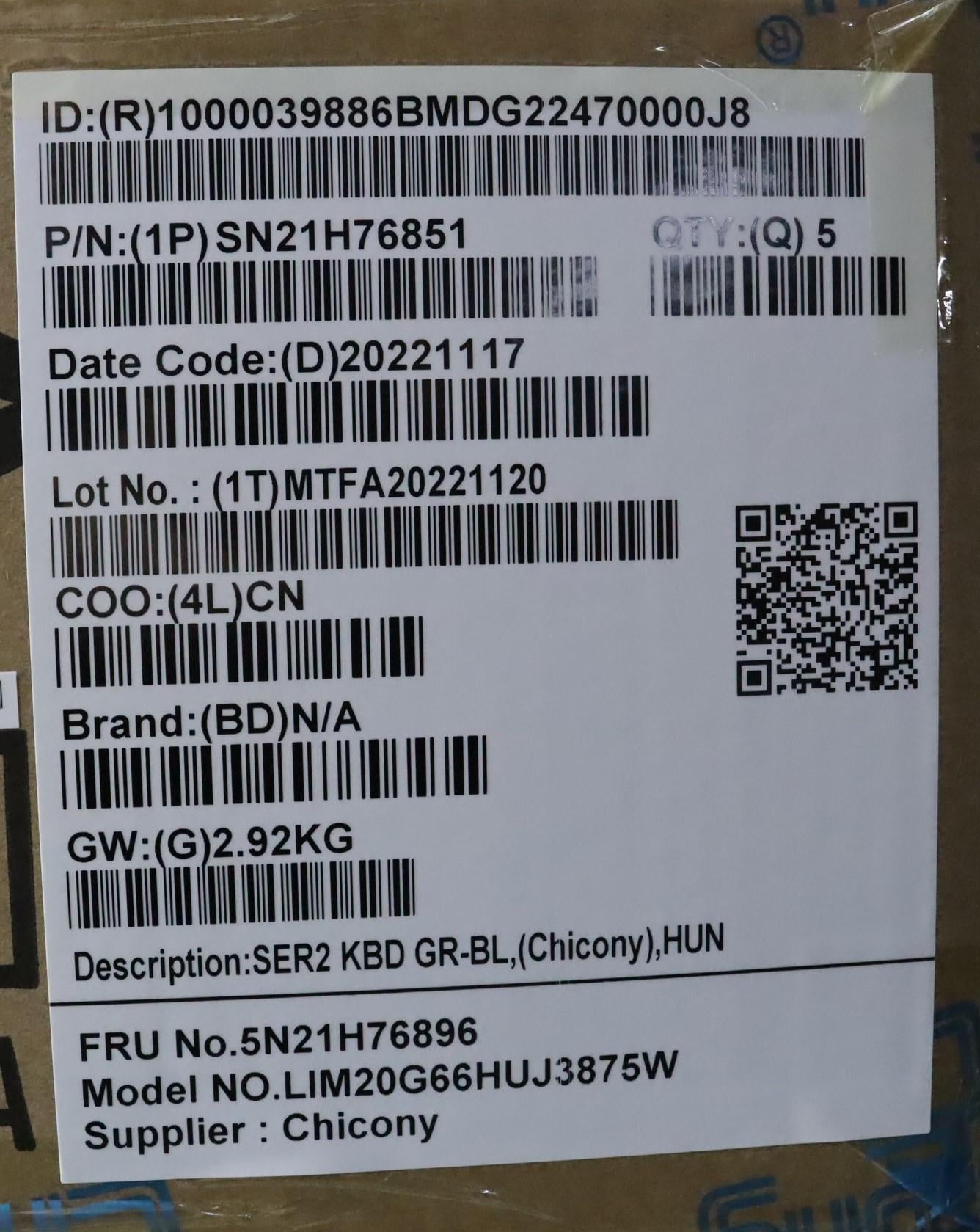 Lenovo Nbkyb Ser2 Kbd Grbl,Chy,Hun - 5N21H76896
