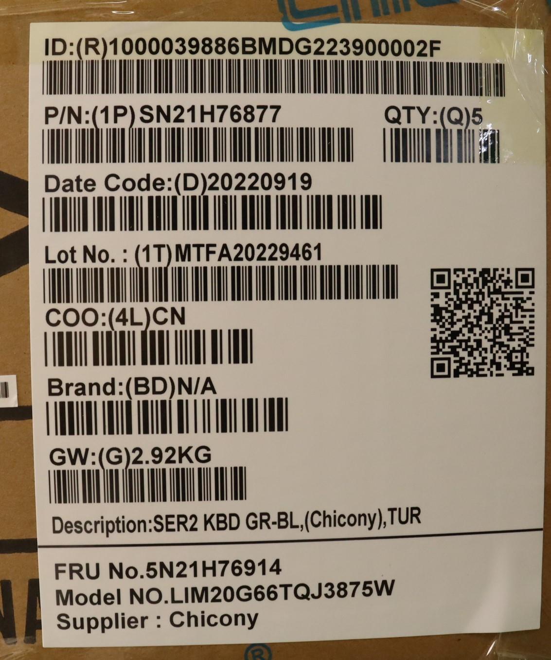 Lenovo Nbkyb Ser2 Kbd Grbl,Chy,Tur - 5N21H76914