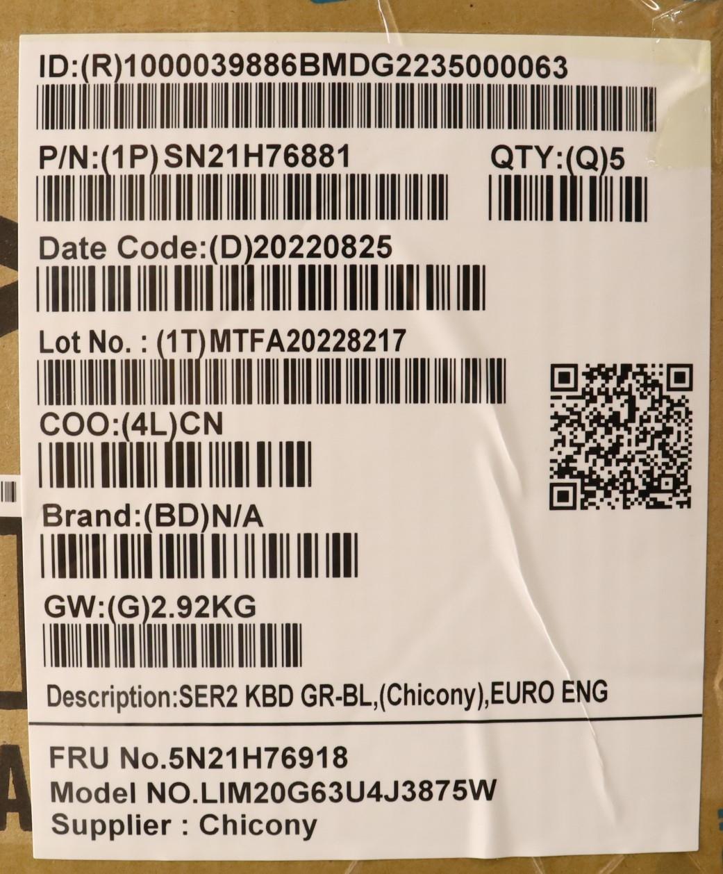 Lenovo Nbkyb Ser2 Kbd Grbl,Chy,Euro E - 5N21H76918