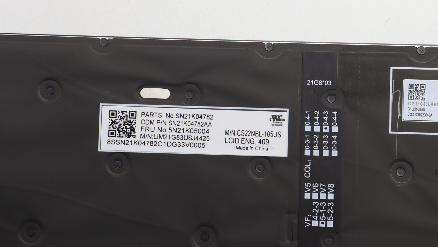 Lenovo USA English Keyboard, Backlit, with Number Pad - 5N21K05004