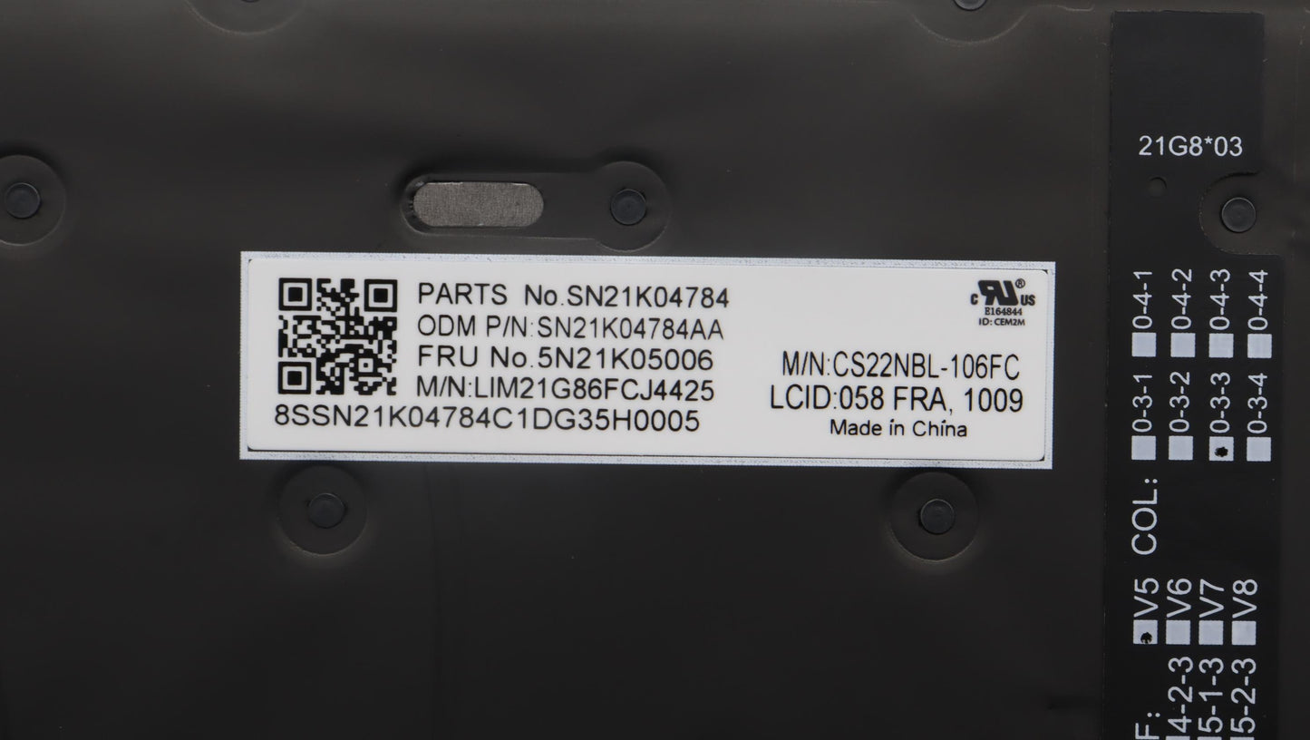 Lenovo Keyboard Canadian French, Backlit - 5N21K05006