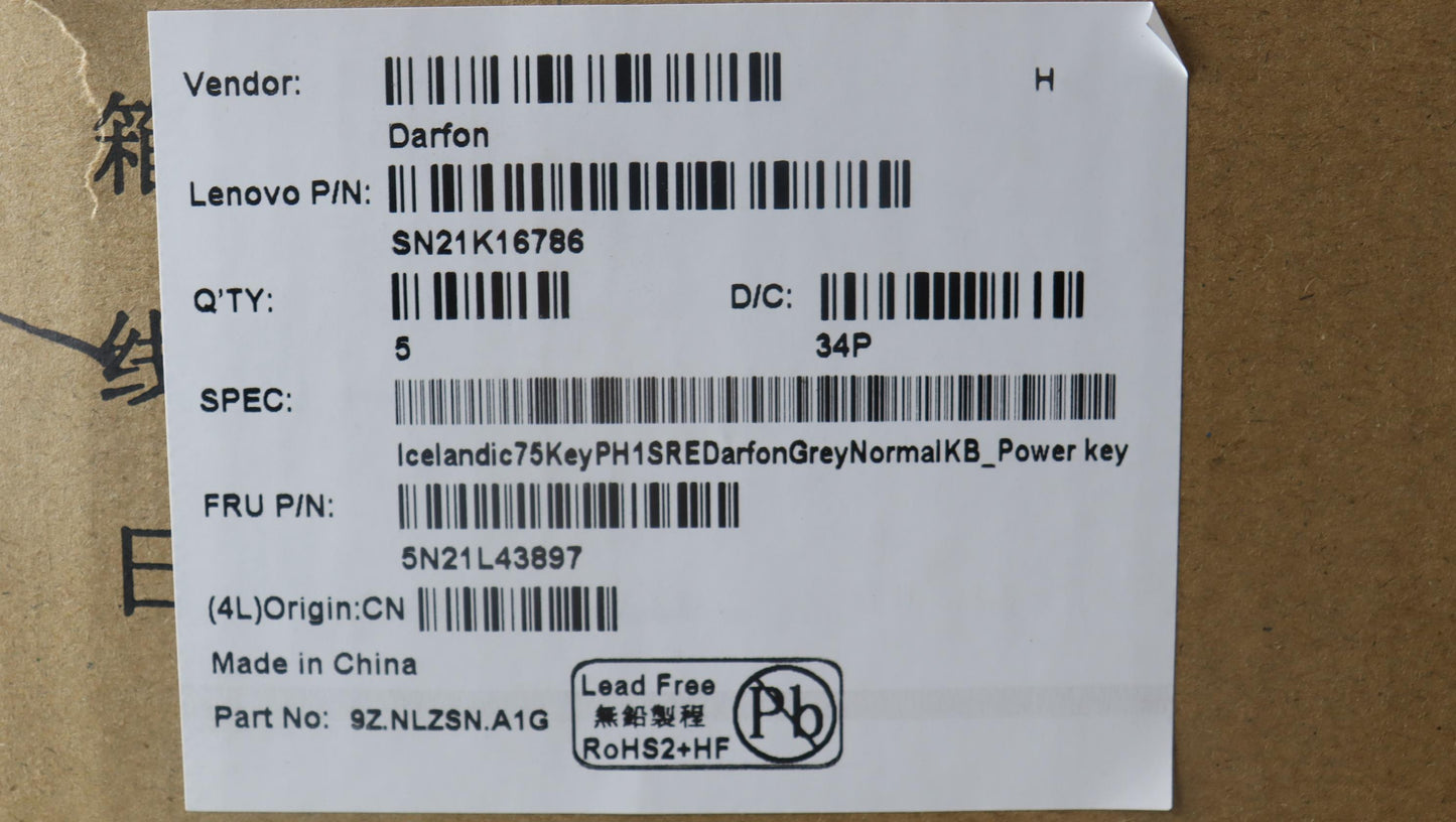 Lenovo Nb_Kyb Ild-Ph1Sre-Df-Grey-Nblk - 5N21L43897