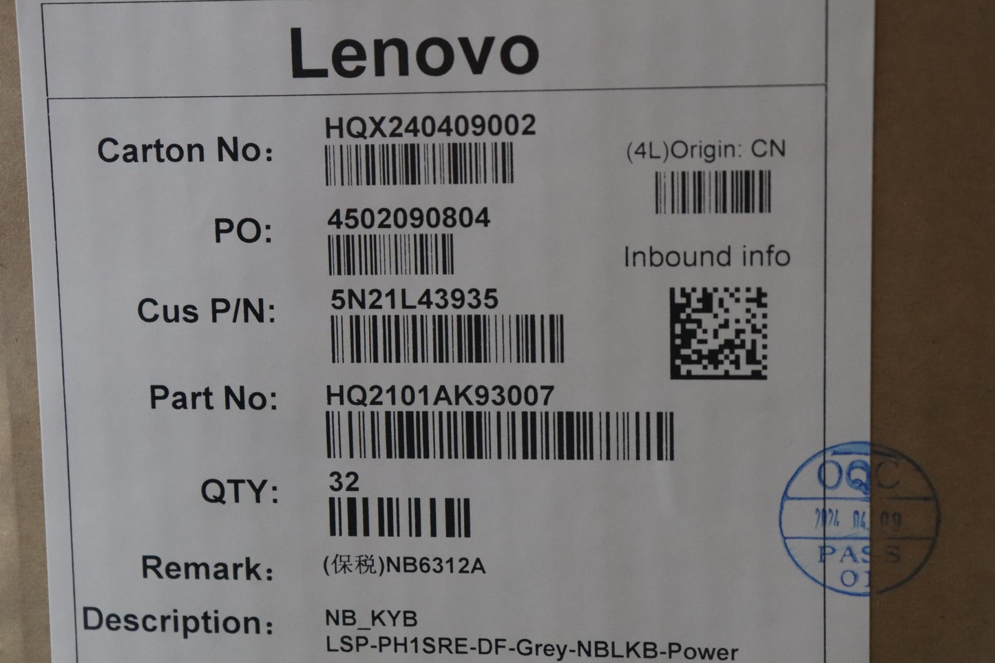 Lenovo Nb_Kyb Lsp-Ph1Sre-Df-Grey-Nblk - 5N21L43935