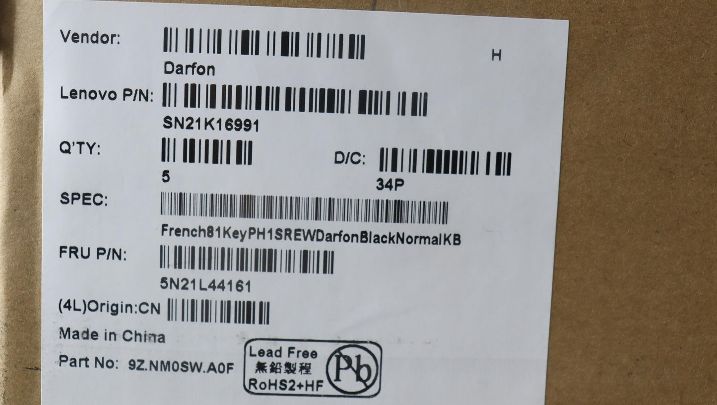 Lenovo Nb_Kyb Fr-Ph1Srew-Df-Blk-Nblkb - 5N21L44161