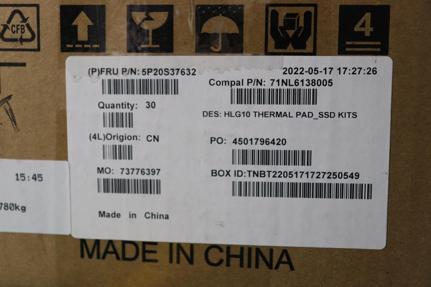 Lenovo Pad Thermalpad C 82S9 Ssd 10Pc - 5P20S37632