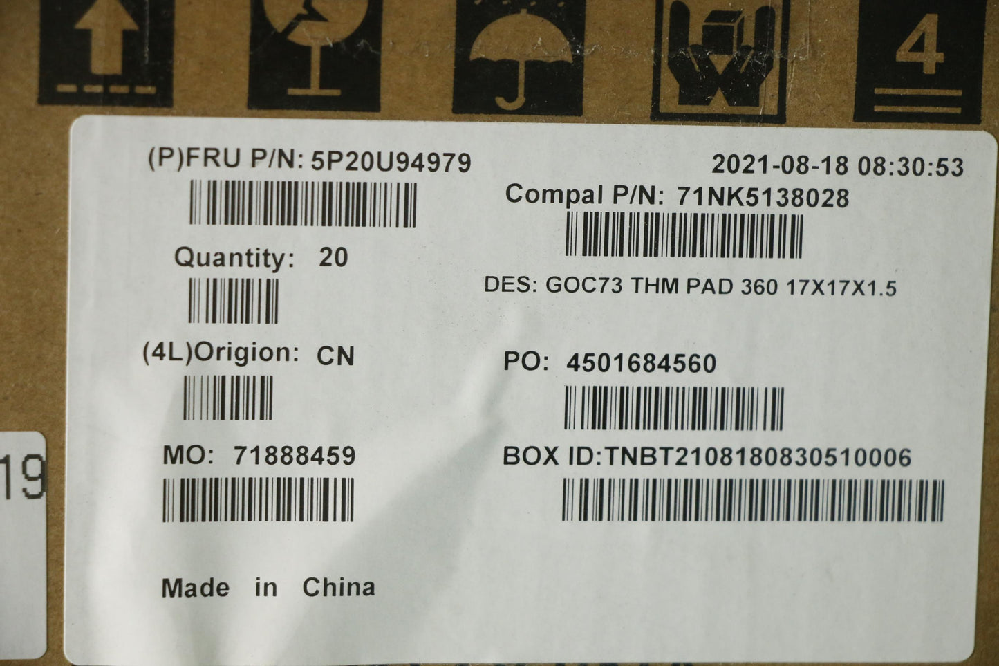 Lenovo Pad T-Flex_360_17X17X1.5Mm,Lai - 5P20U94979