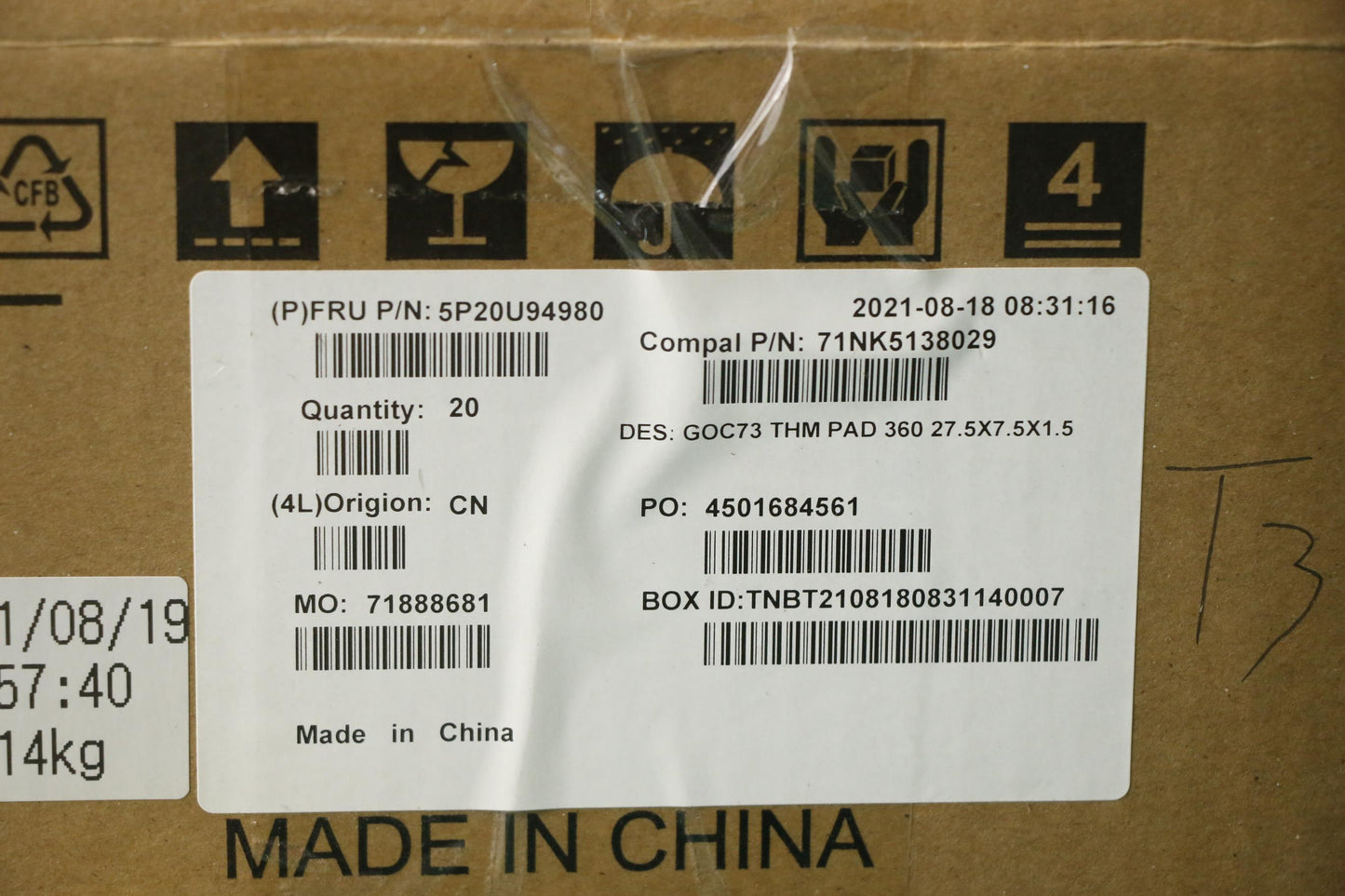 Lenovo Pad T-Flex_360_27.5X7.5X1.5Mm, - 5P20U94980