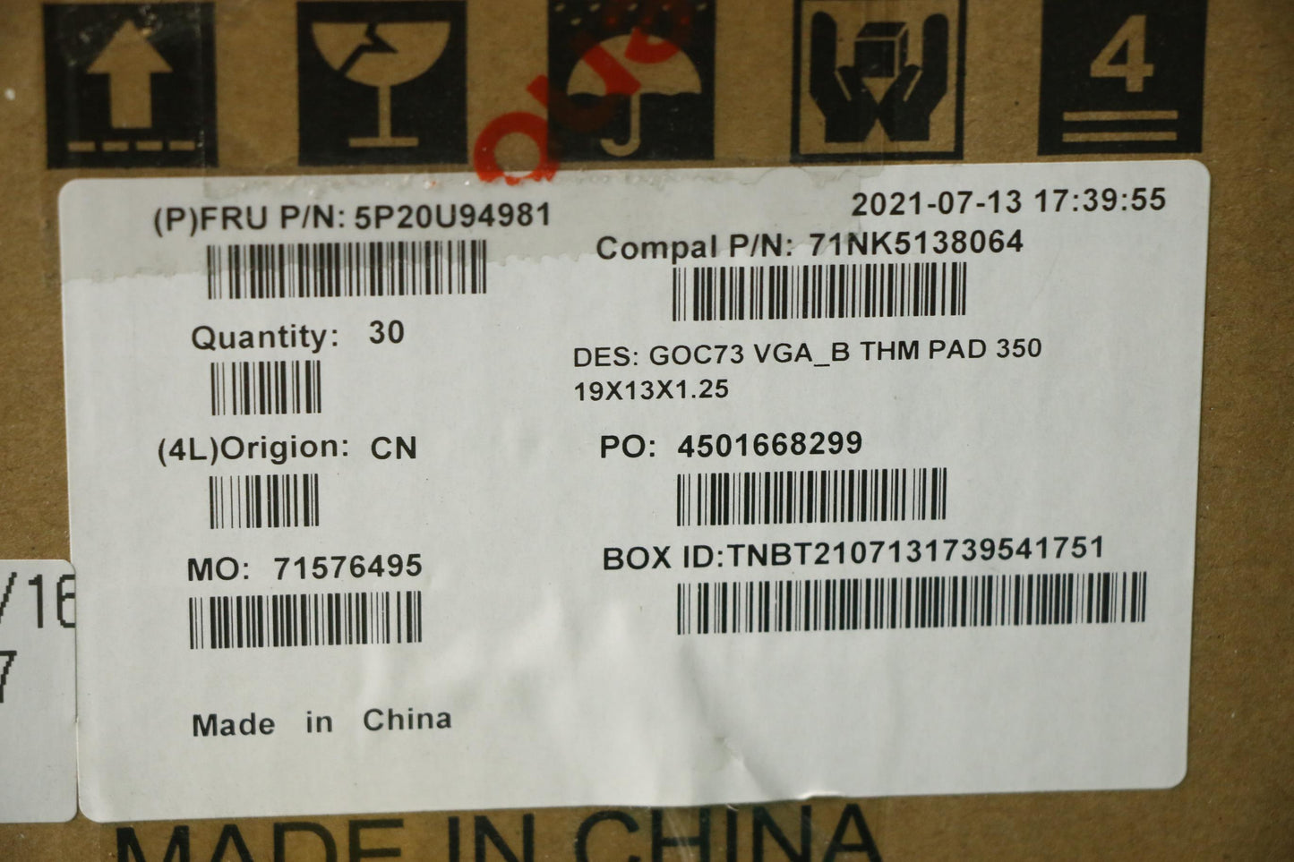 Lenovo Pad T-Flex_350_19X13X1.25Mm,La - 5P20U94981
