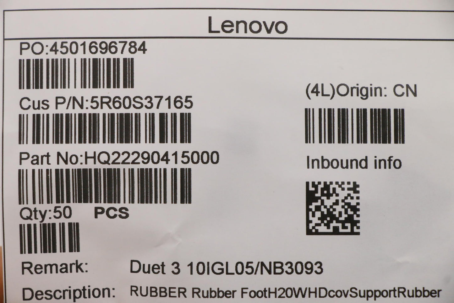 Lenovo Rubber Rubber Footh20Whdcovsup - 5R60S37165
