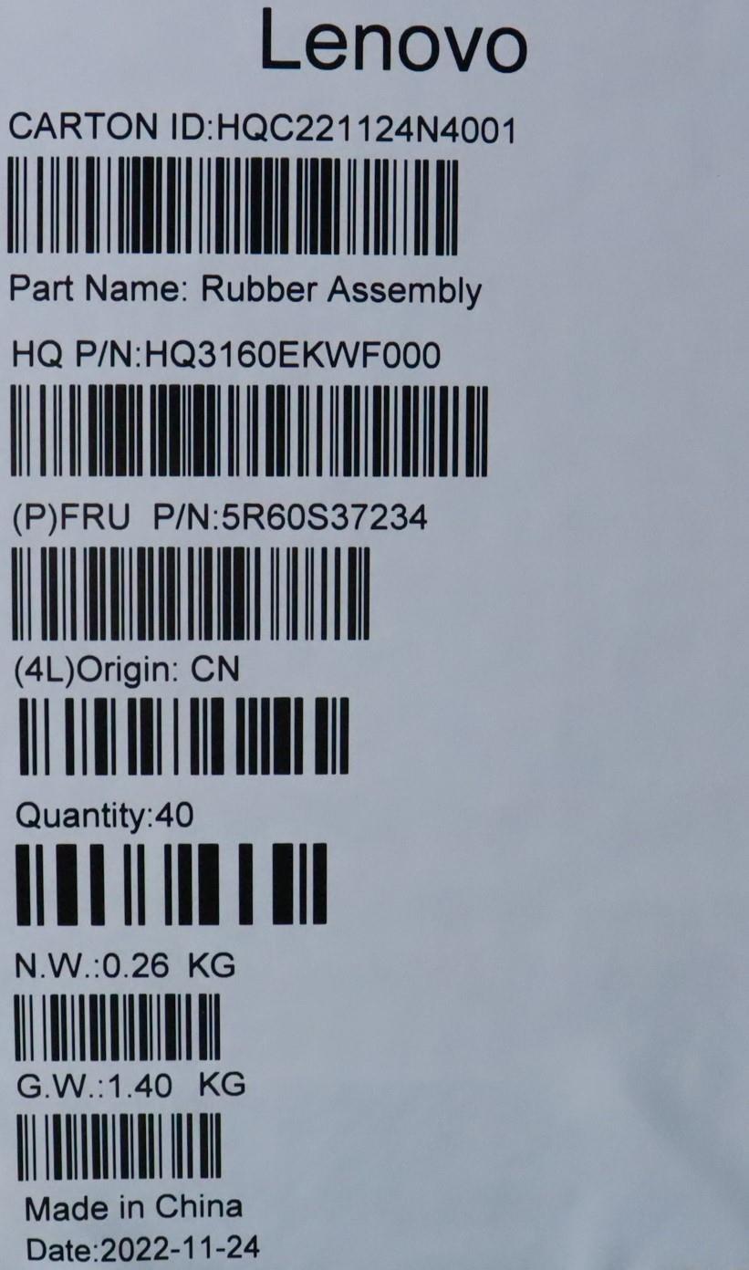 Lenovo Rubber Mic Rubberh82Wu(R+L)Bla - 5R60S37234