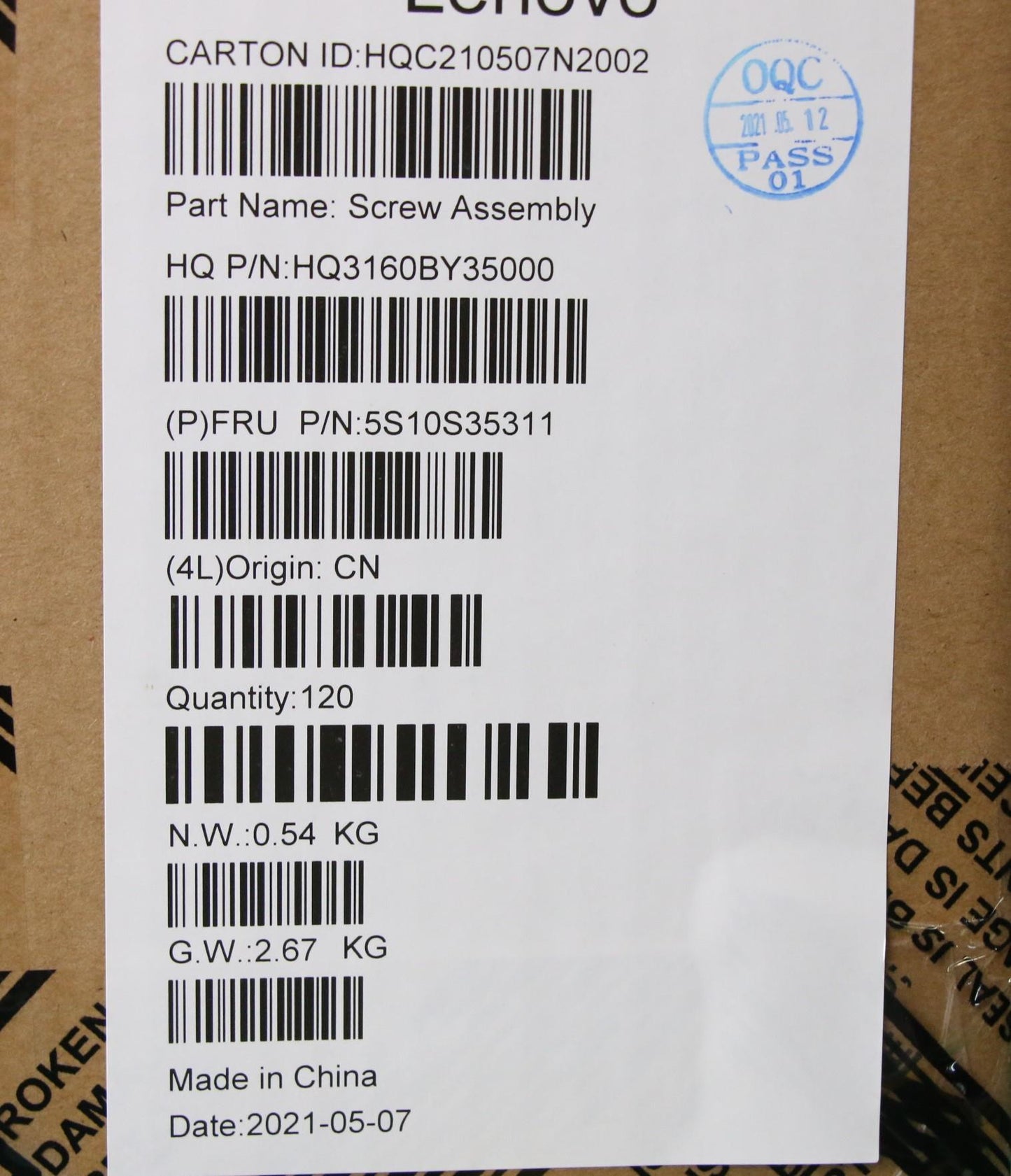 Lenovo Screw Screw Pack H 20Wh - 5S10S35311