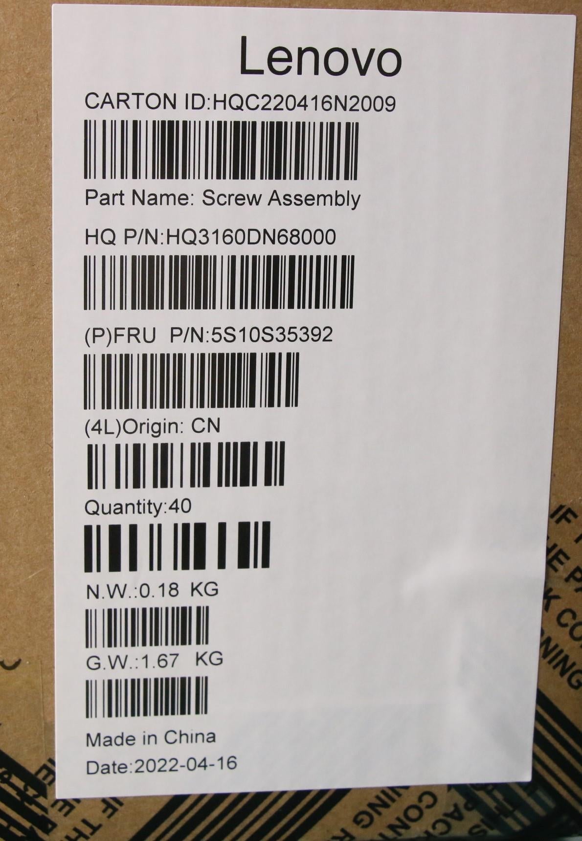 Lenovo Screw Screw Pack H 21Cx - 5S10S35392