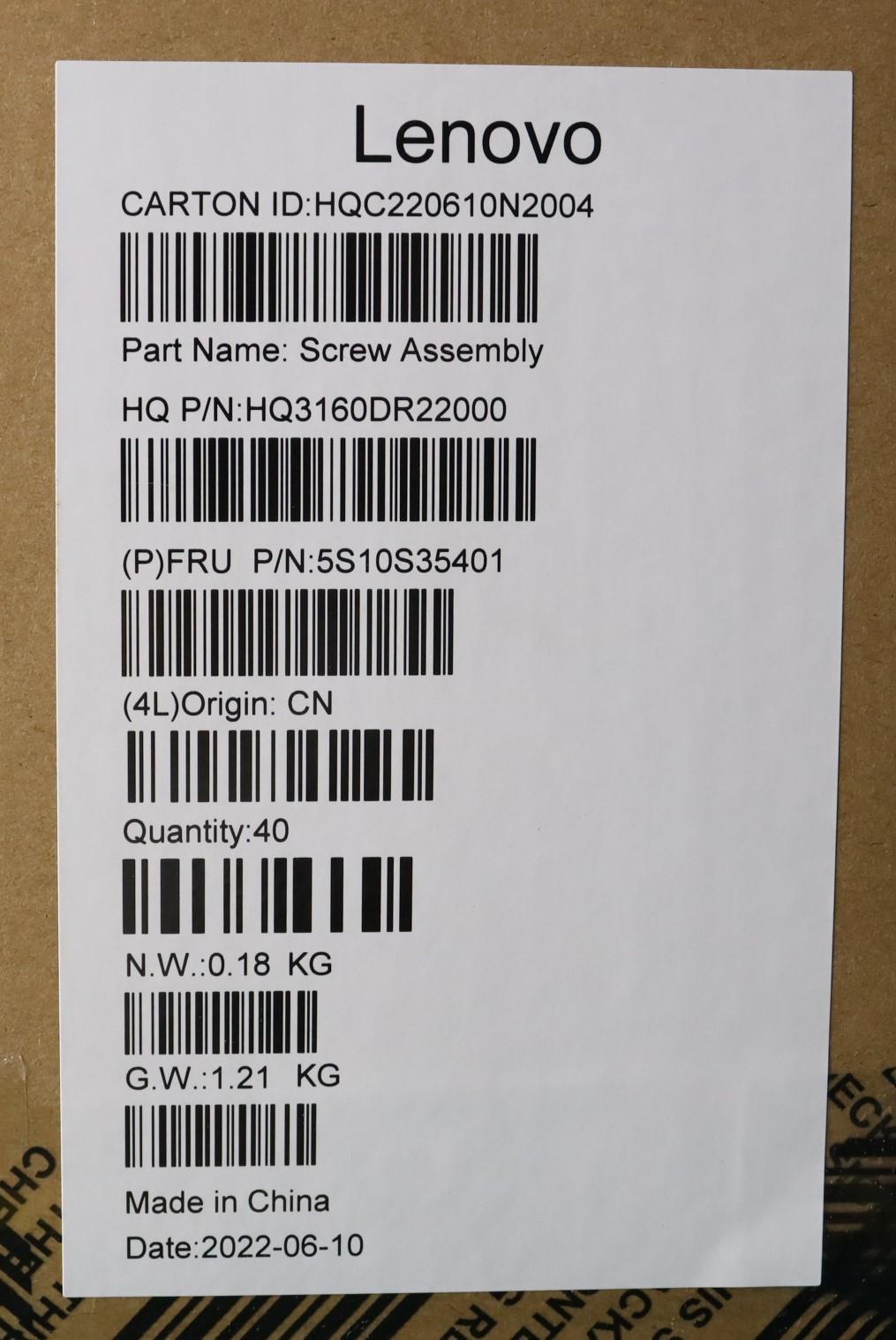 Lenovo Screw Screw Pack H 82T6 - 5S10S35401
