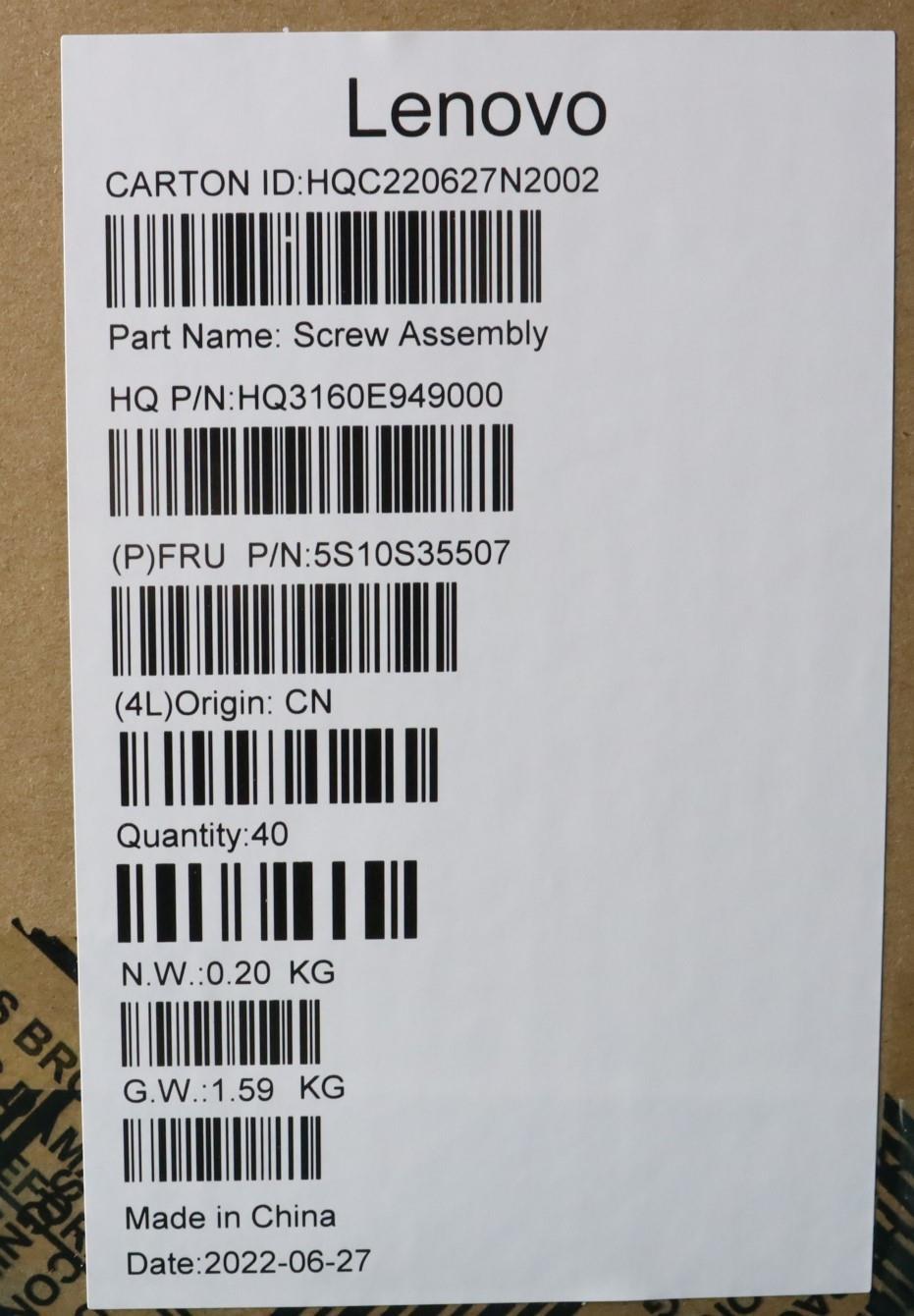 Lenovo Screw Screw Pack H 82Uw - 5S10S35507