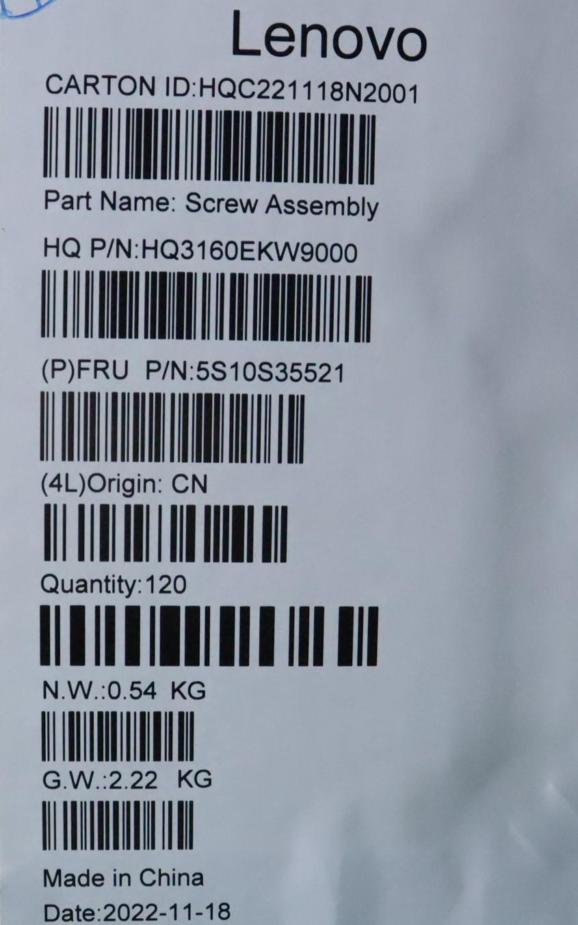 Lenovo Screw Screw Pack H 82Wu - 5S10S35521
