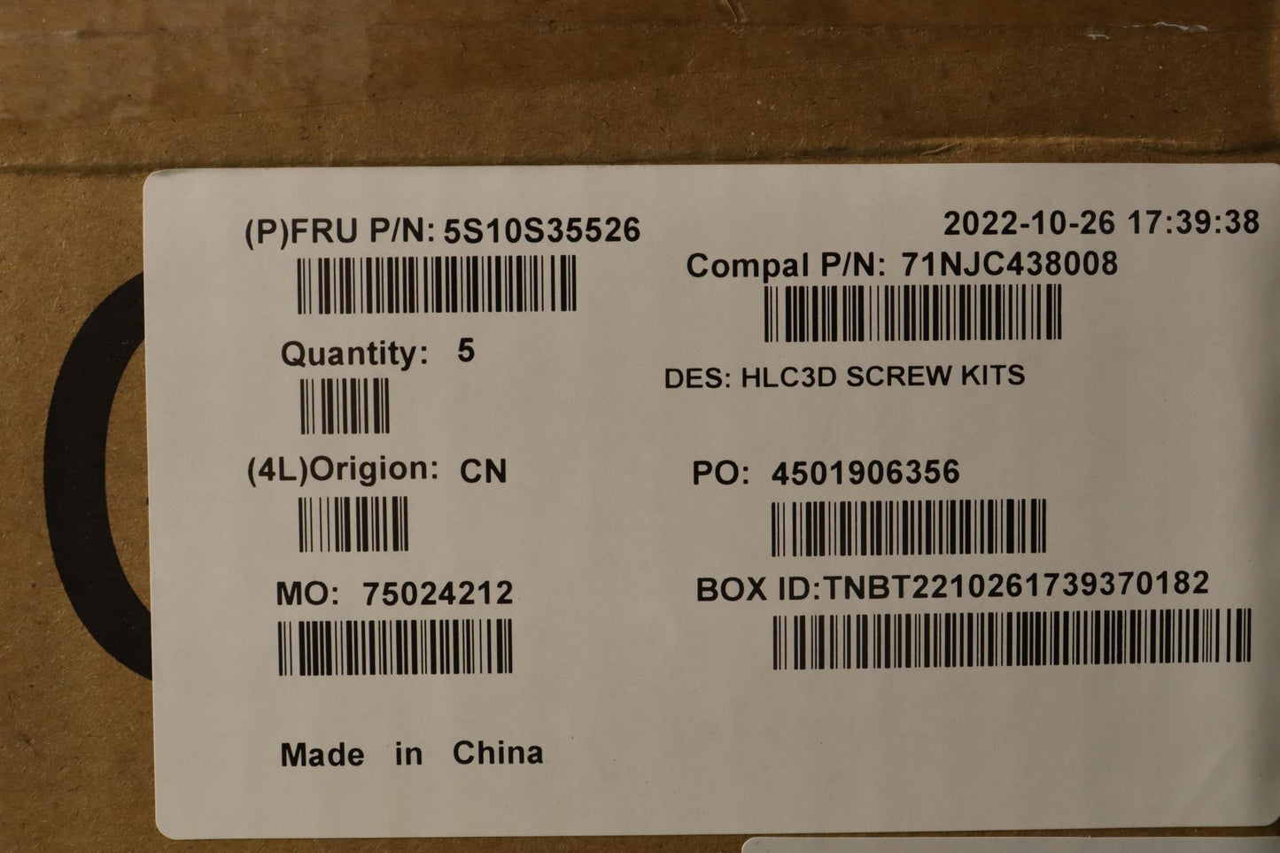 Lenovo Screw Screw Pack C 83B2 - 5S10S35526