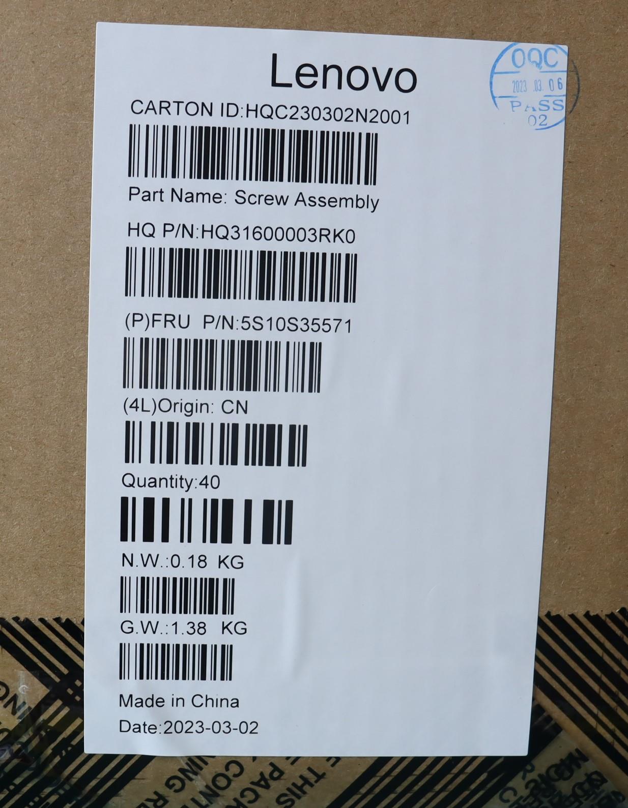 Lenovo Screw Screw Pack H 83Au - 5S10S35571