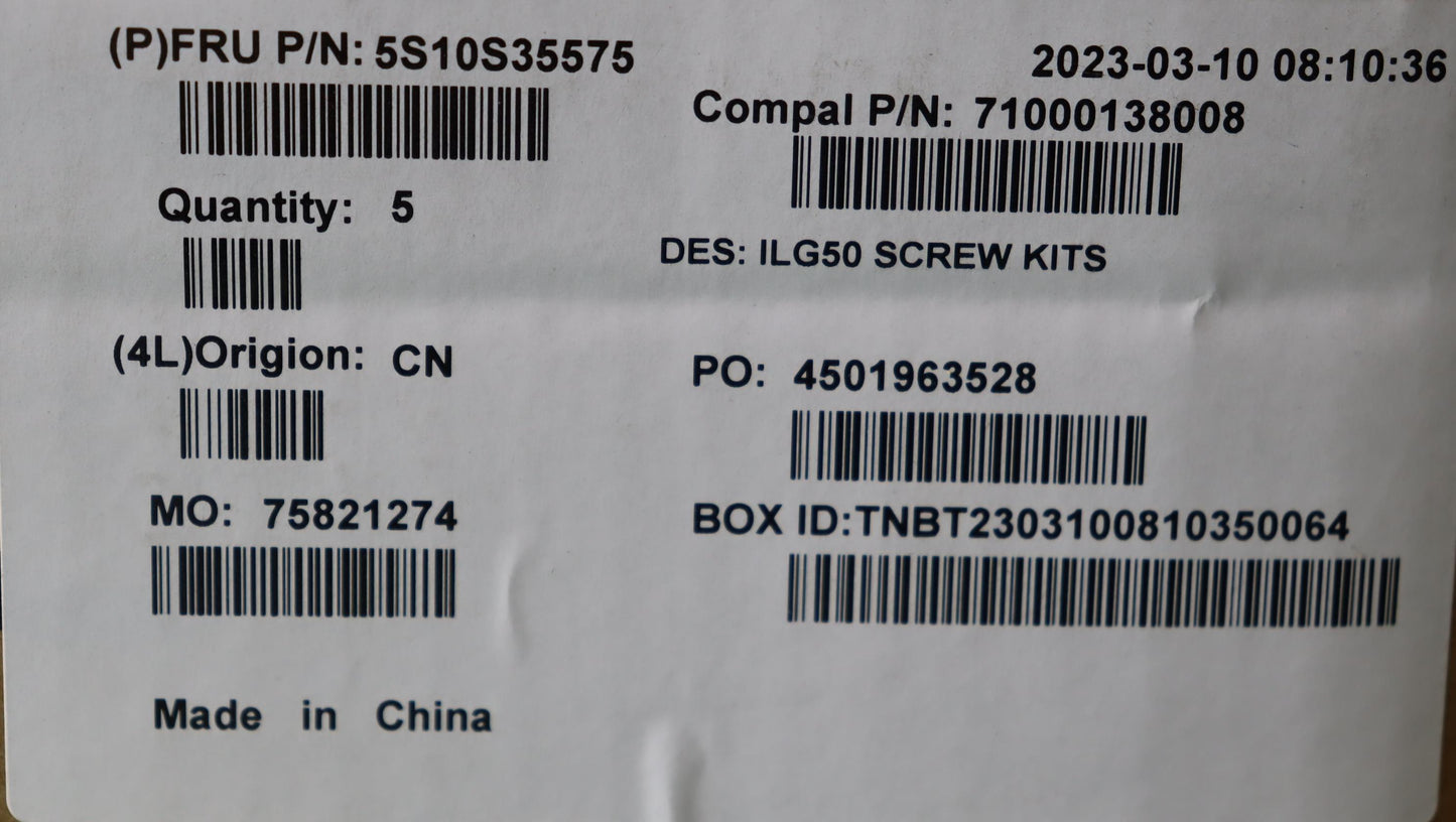 Lenovo Screw Screw Pack C 82Xt - 5S10S35575