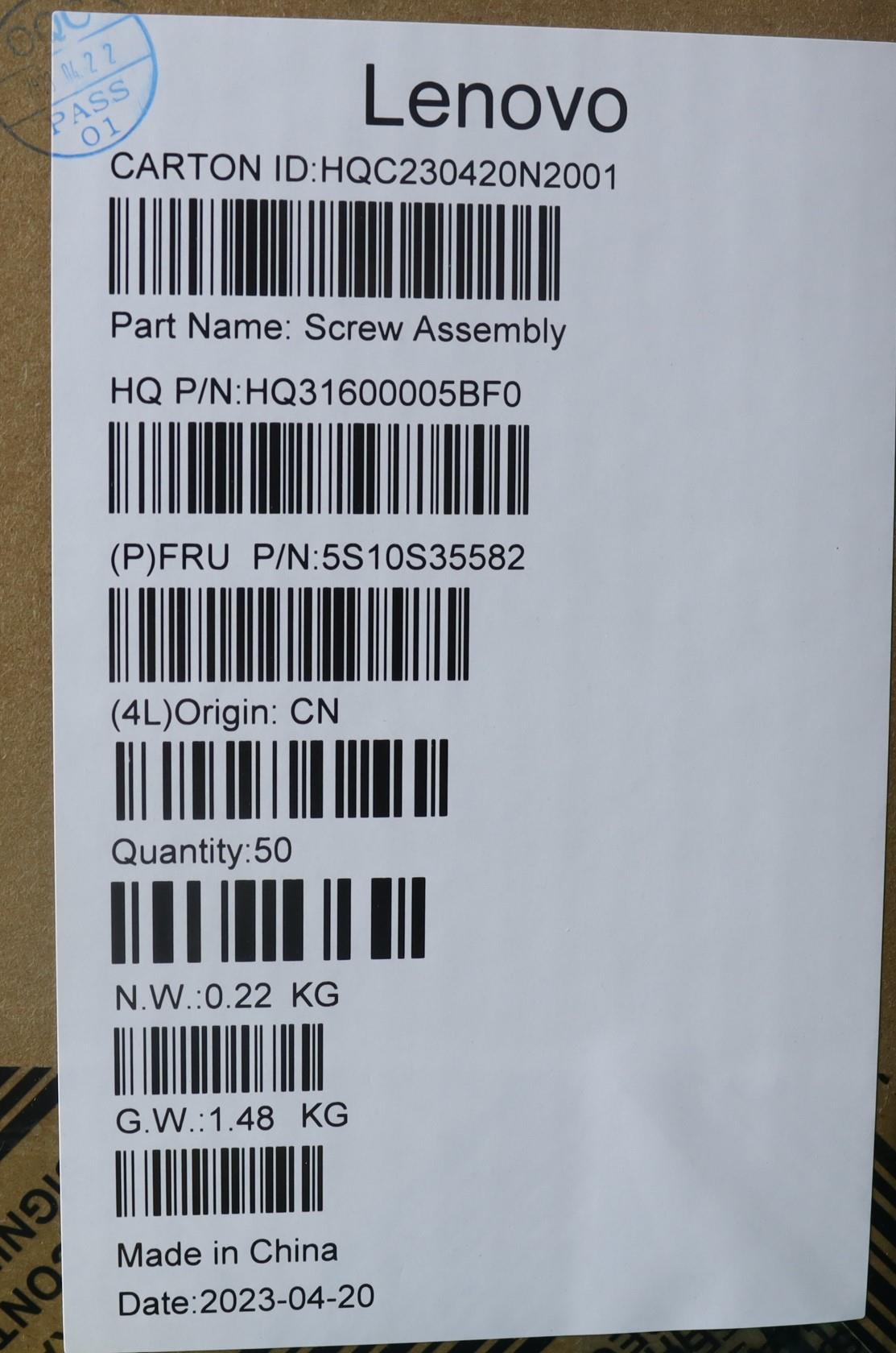 Lenovo Screw Screw Pack H 82X3 - 5S10S35582