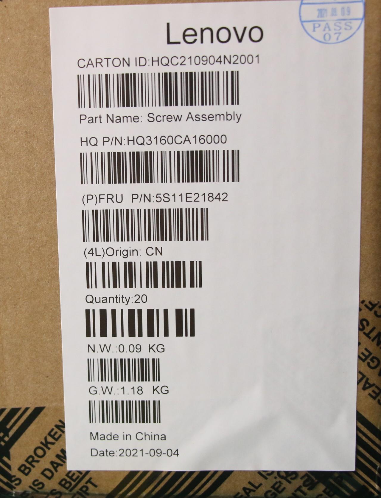 Lenovo Screw Screw H 82Q3 Screw Pack - 5S11E21842