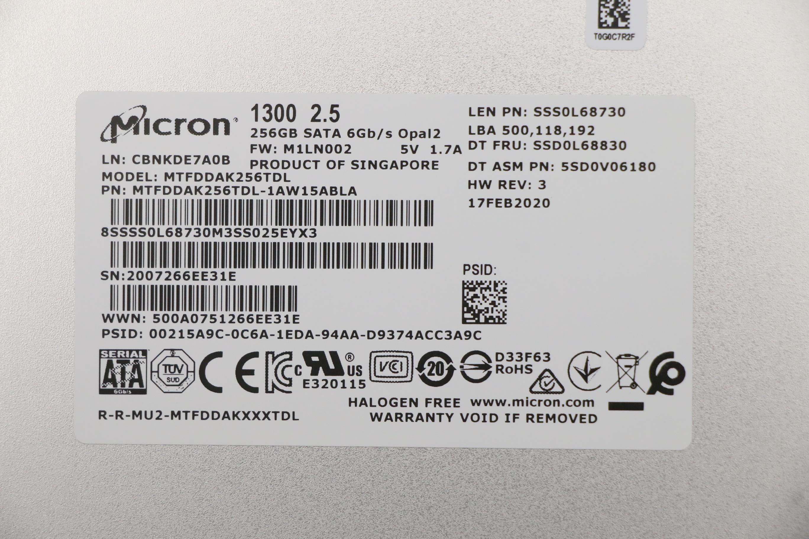Lenovo 256GB SSD, 2.5
