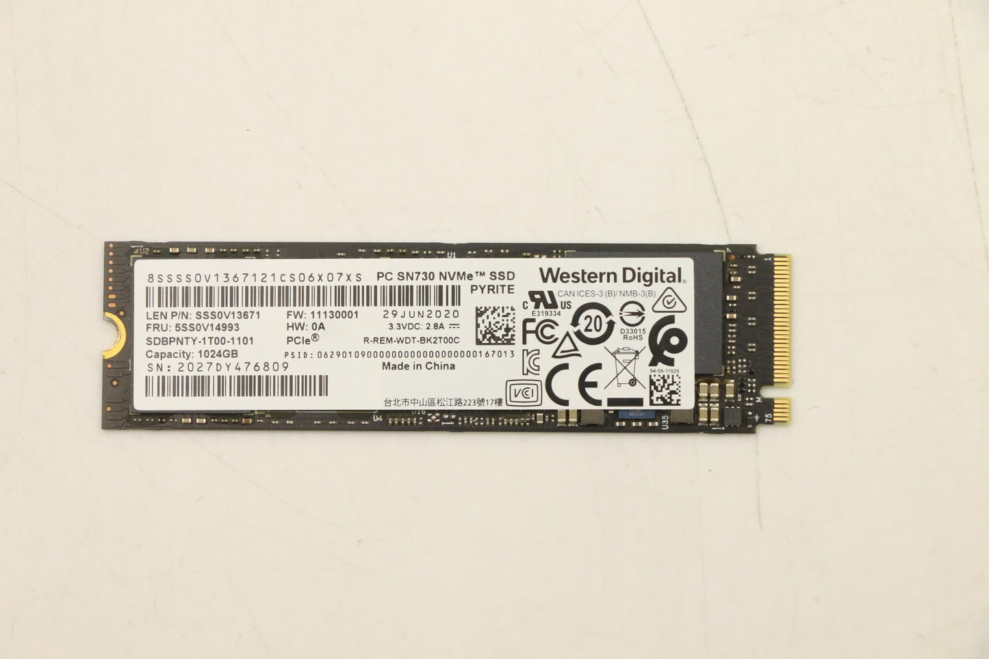 Lenovo (5SS0V14993) SSD, 1TB, M.2, 2280, PCIe 3x4, STD, WD