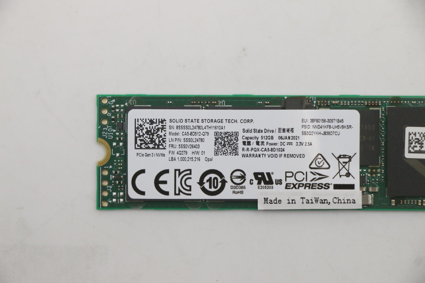 Lenovo 512G M.2 2280 Pcie3X4 Lit Opal - 5SS0V26403