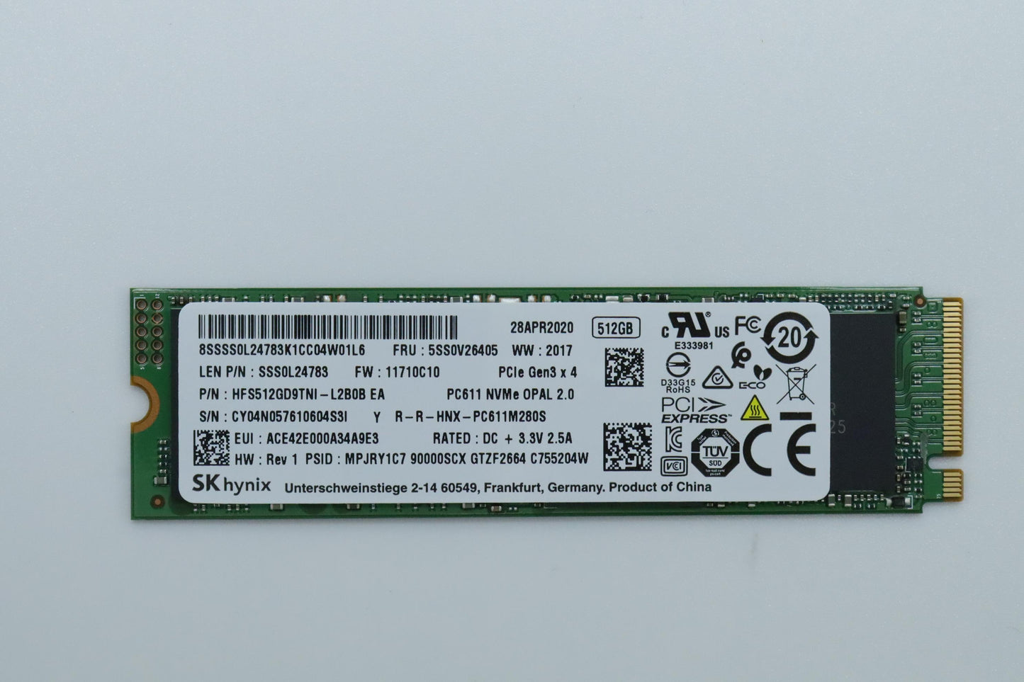 Lenovo Ssd_Asm 512G,M.2,2280,Pcie3X4, - 5SS0V26405
