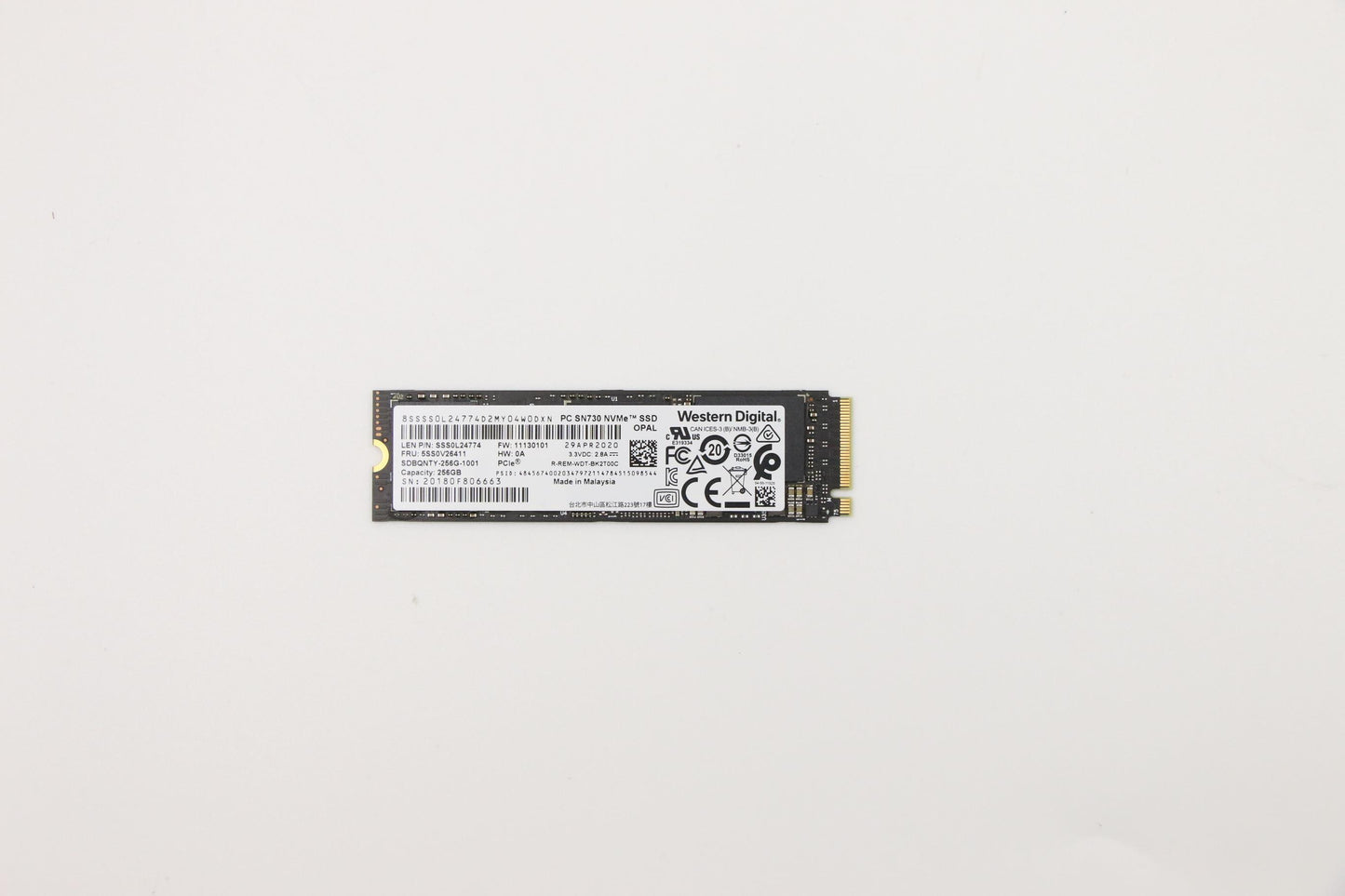 Lenovo 256GB SSD, M.2 2280, PCIe Gen3 x4, OPAL, Western Digital - 5SS0V26411