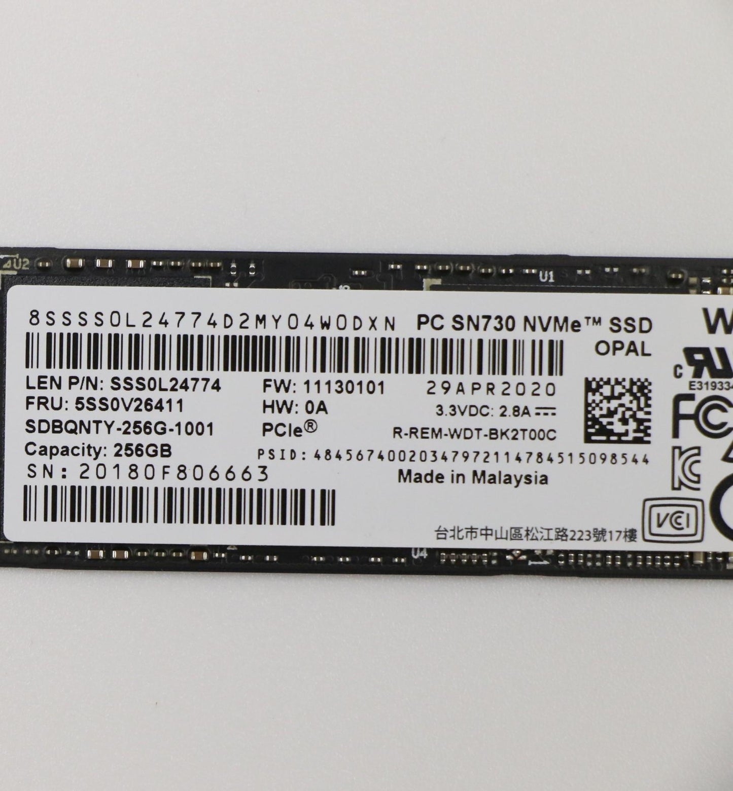 Lenovo 256GB SSD, M.2 2280, PCIe Gen3 x4, OPAL, Western Digital - 5SS0V26411