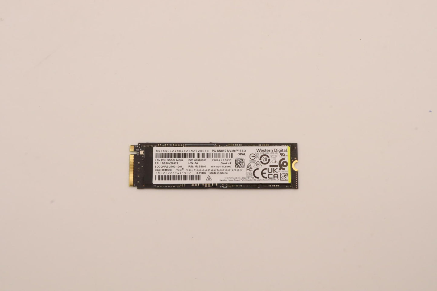 Lenovo (5SS0V26429) SSD, 2TB, M.2, PCIe4X4, OPAL, WD