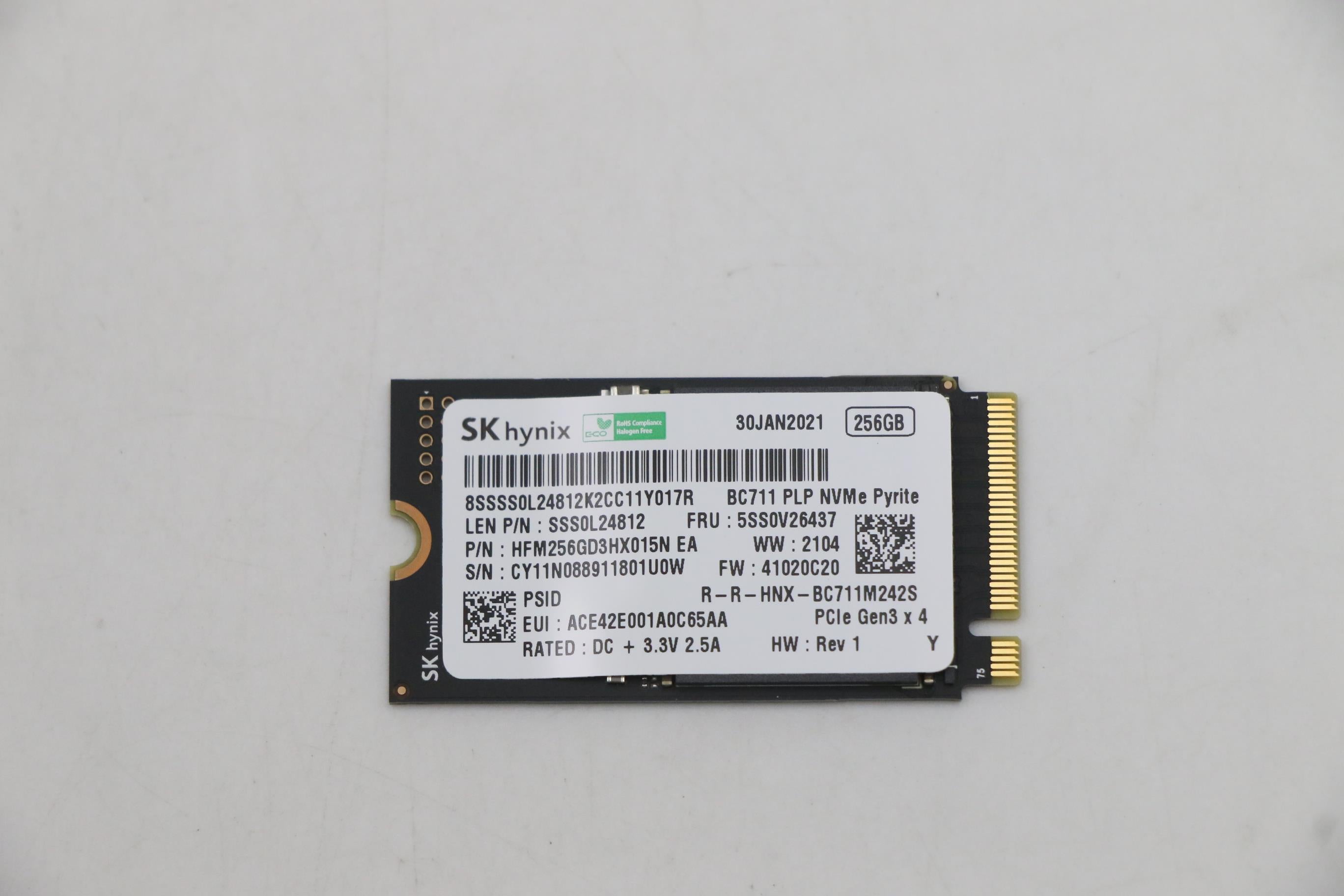Lenovo SSD 256GB, M.2, 2242, PCIe 3x4, Standard, SK Hynix