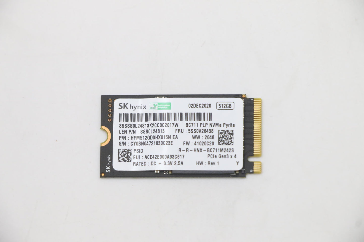 Lenovo (5SS0V26438) 512GB SSD, M.2 2242, PCIe 3x4, Standard, SK Hynix