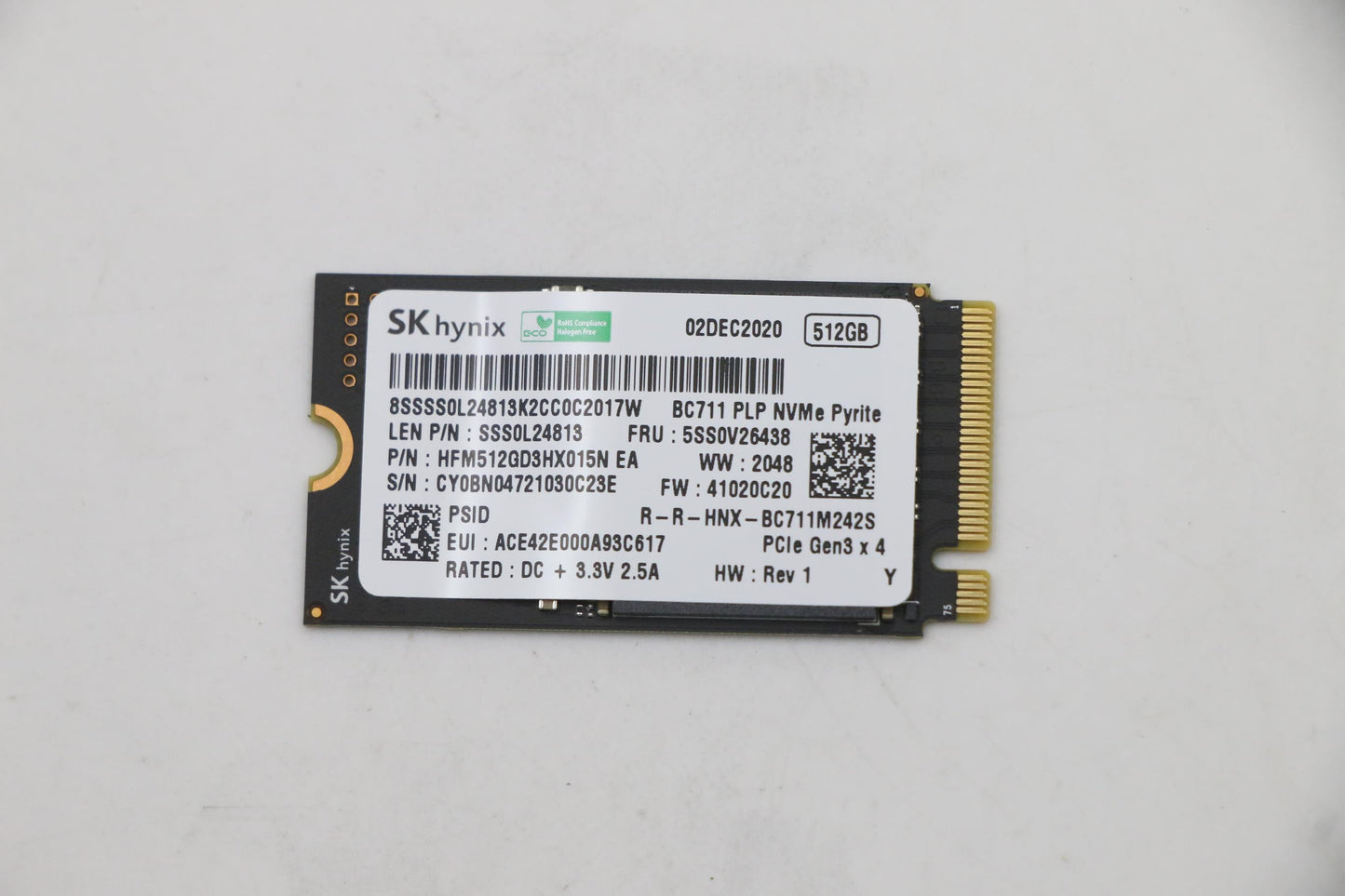 Lenovo (5SS0V26438) 512GB SSD, M.2 2242, PCIe 3x4, Standard, SK Hynix