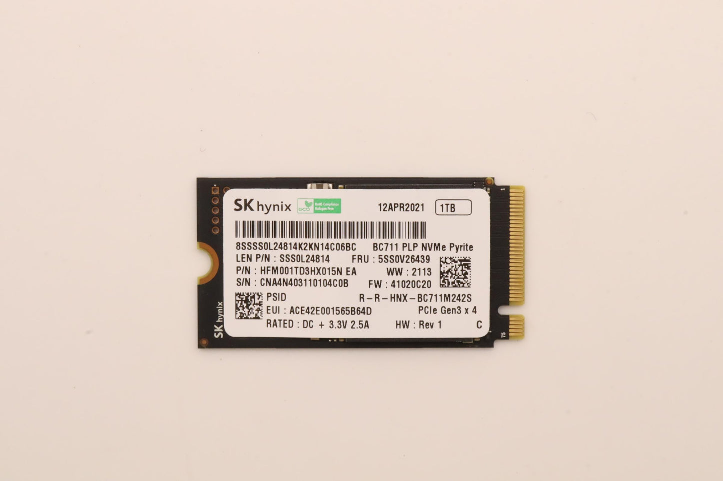 Lenovo (5SS0V26439) 1TB M.2 SSD, PCIe 3x4, SK Hynix