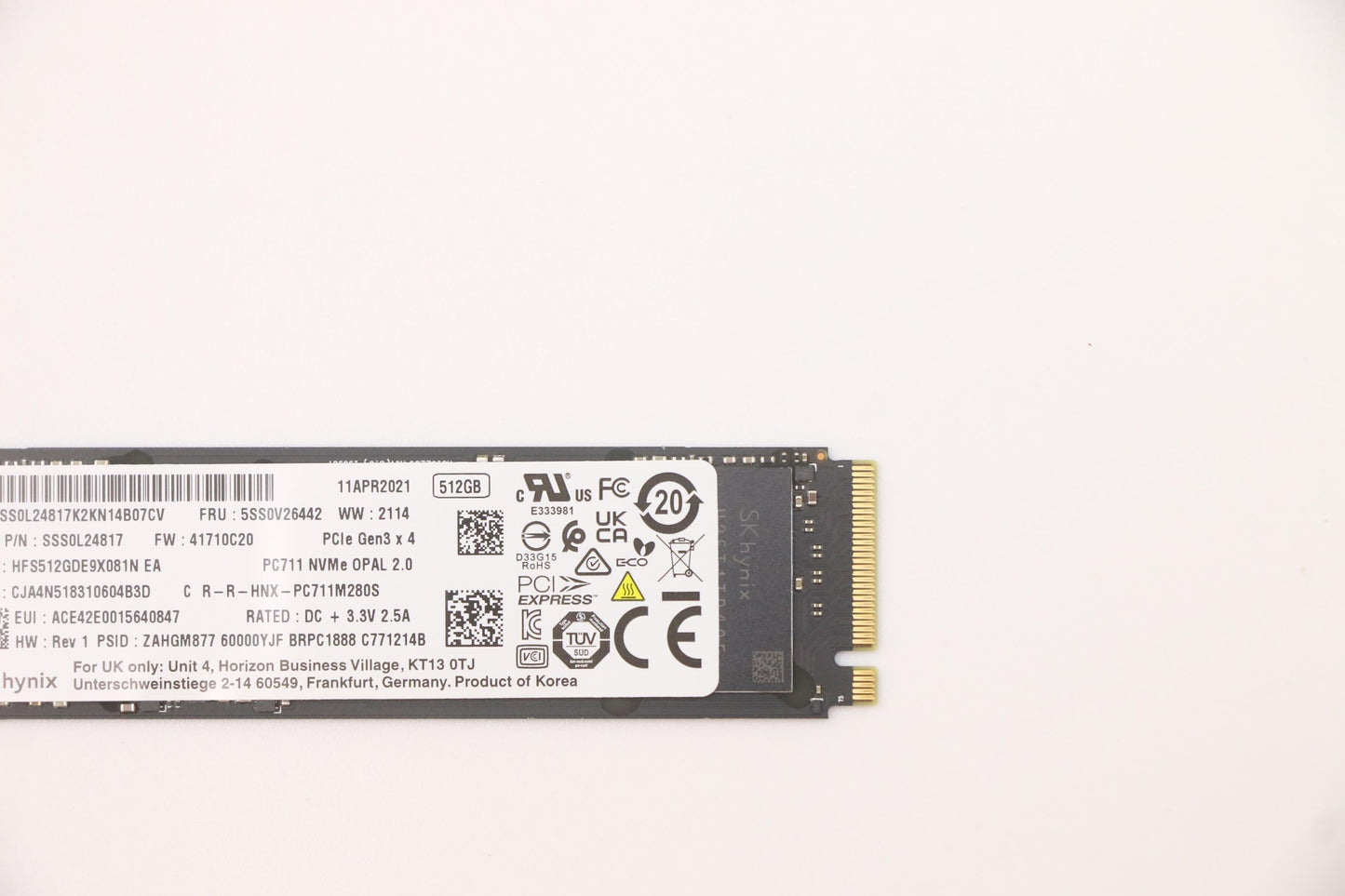 Lenovo (5SS0V26442) 512GB SSD, M.2 2280, PCIe 3x4, OPAL, SK Hynix