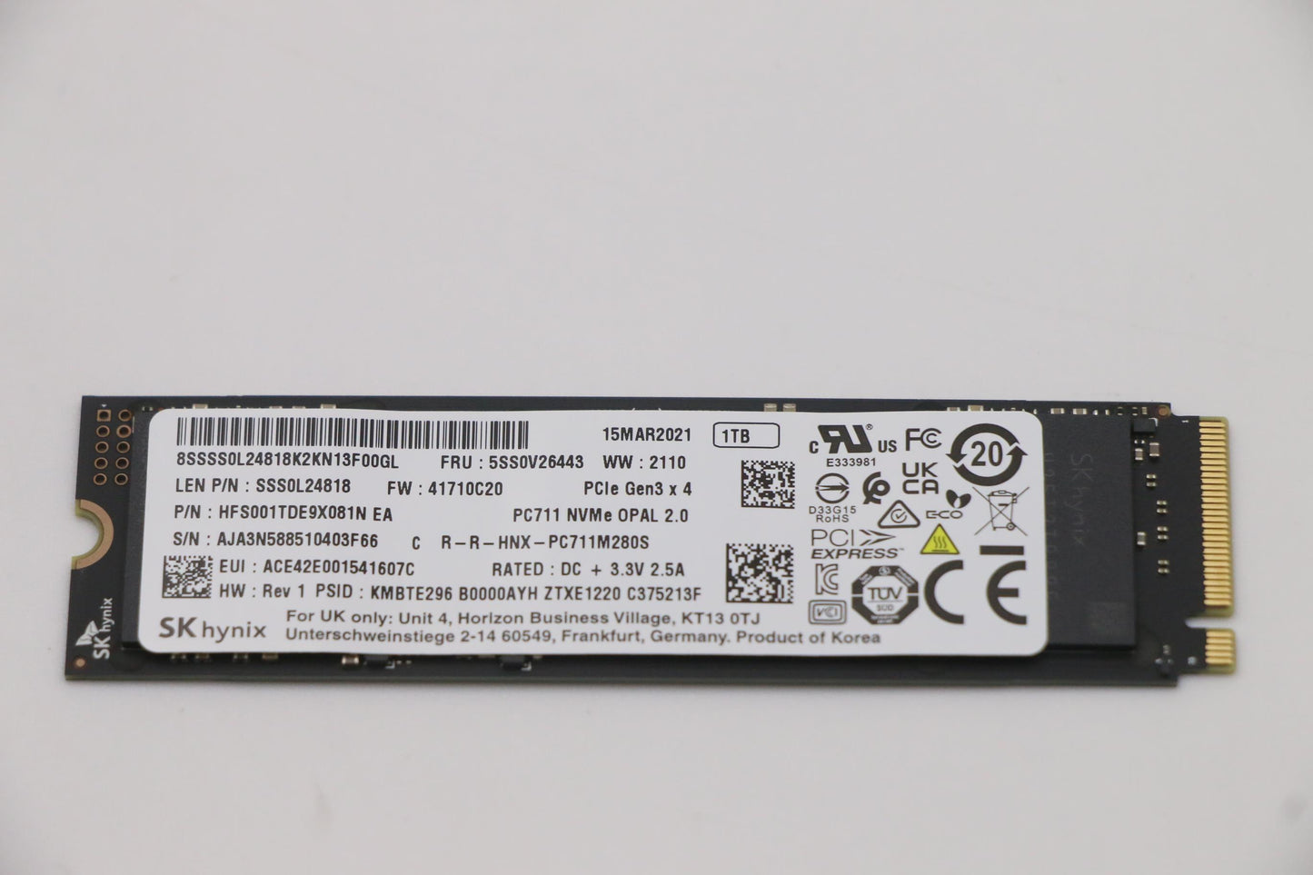 Lenovo (5SS0V26443) SSD 1TB, M.2, 2280, PCIe 3x4, OPAL, SK Hynix