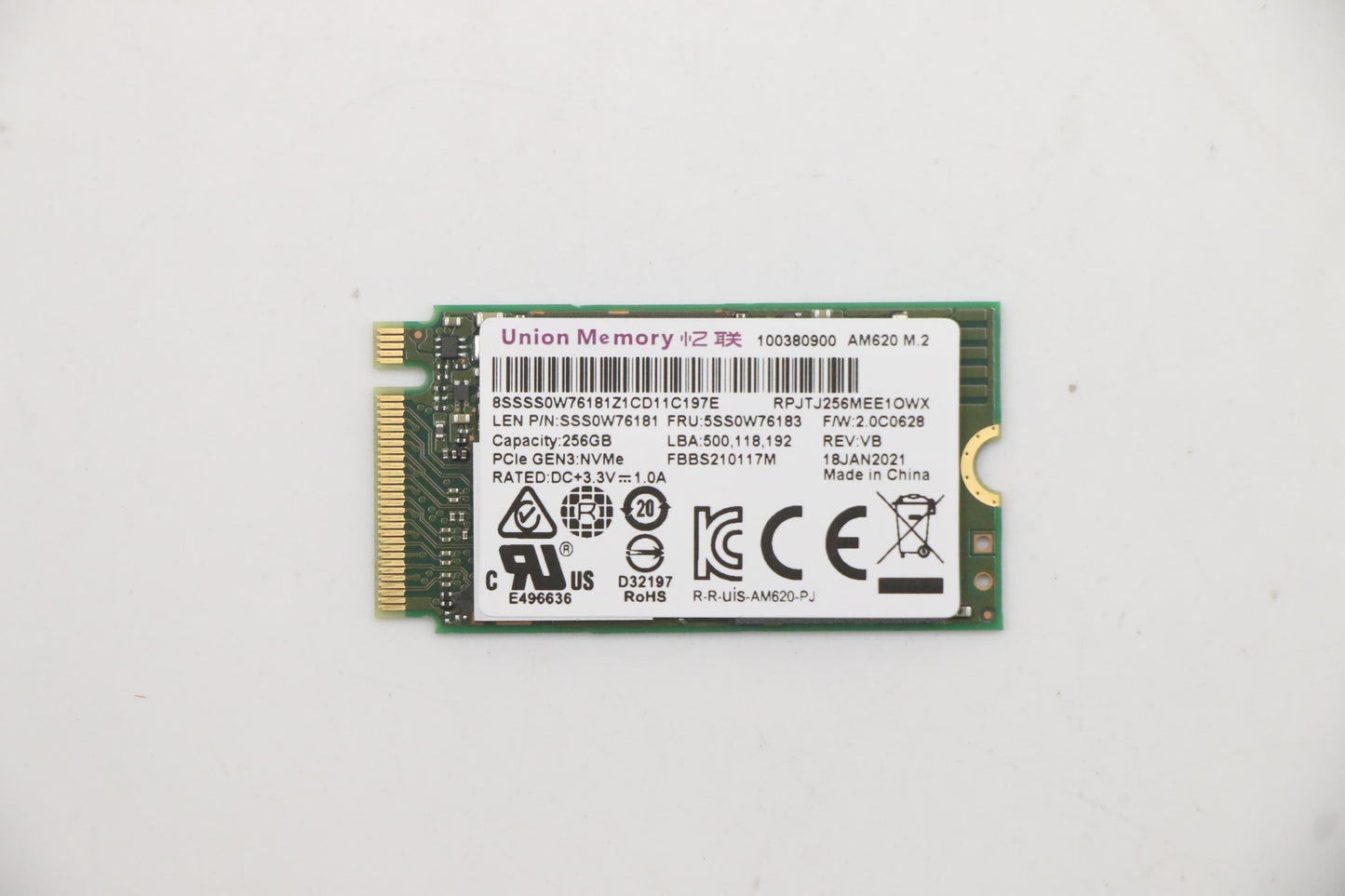 Lenovo Umis Am620 256G Pcie 2242 Ssd - 5SS0W76183