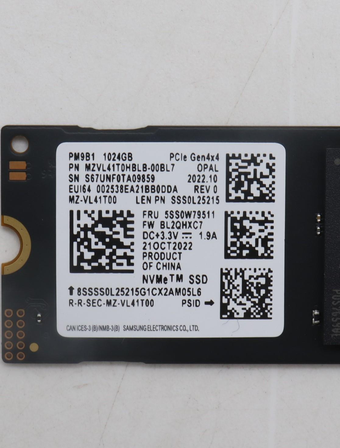 Lenovo - SSD, 1TB, M.2, 2280, PCIe 4x4, OPAL, Samsung - 5SS0W79511