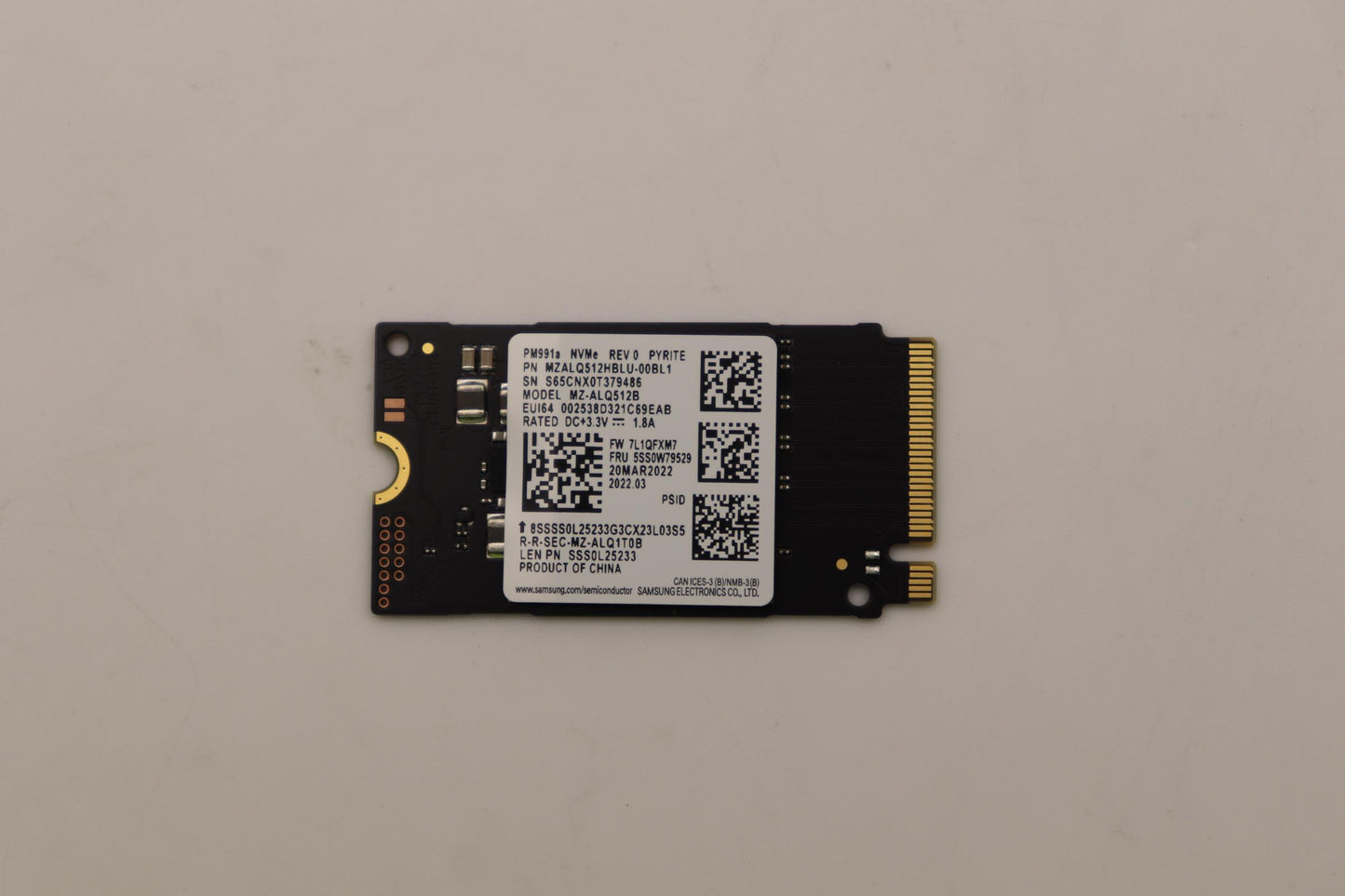 Lenovo (5SS0W79529) SSD 512GB, M.2, 2242, PCIe3X4, Samsung