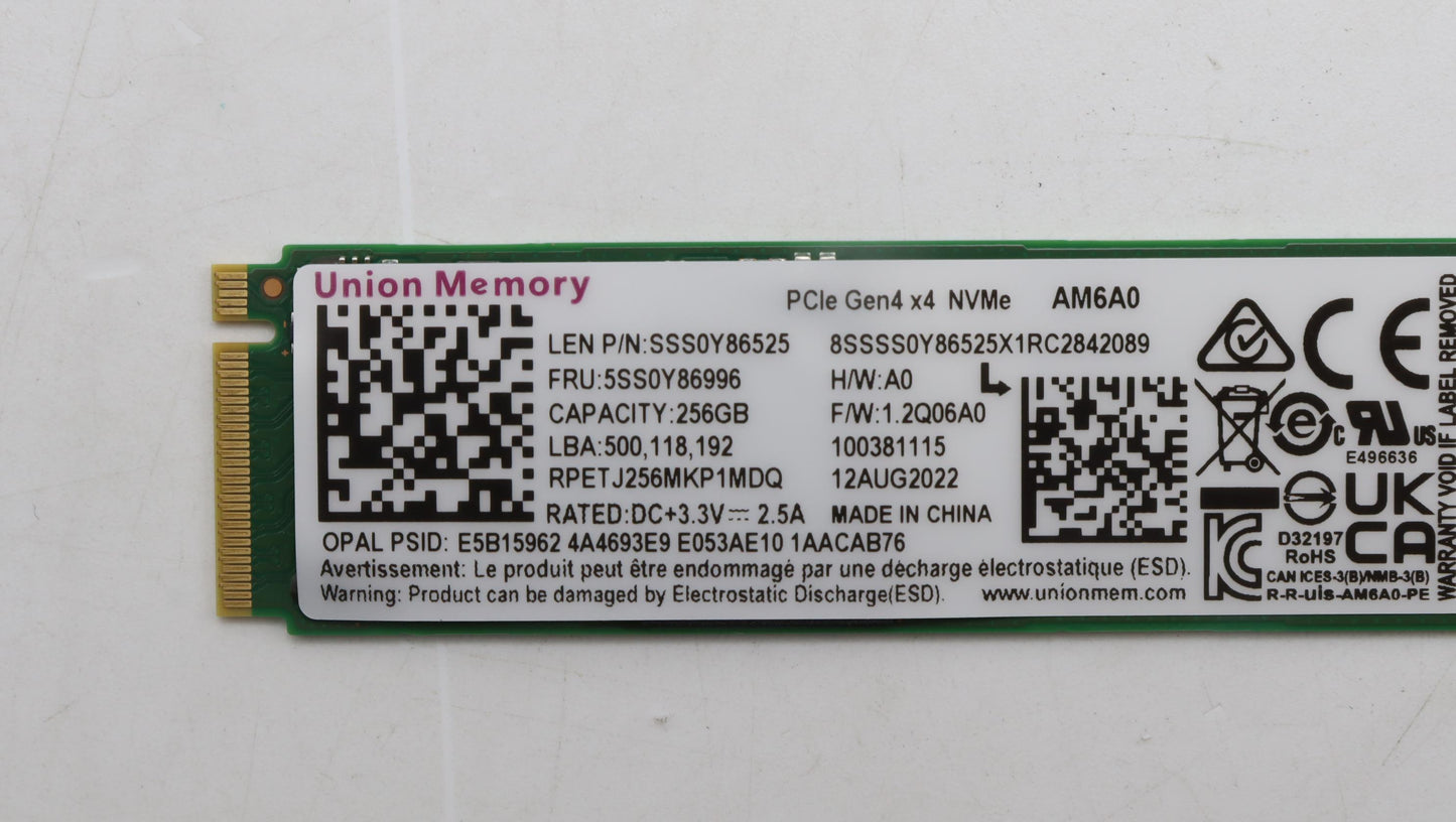 Lenovo Ssd_Asm 256G,M.2,2280,Pcie4X4, - 5SS0Y86996