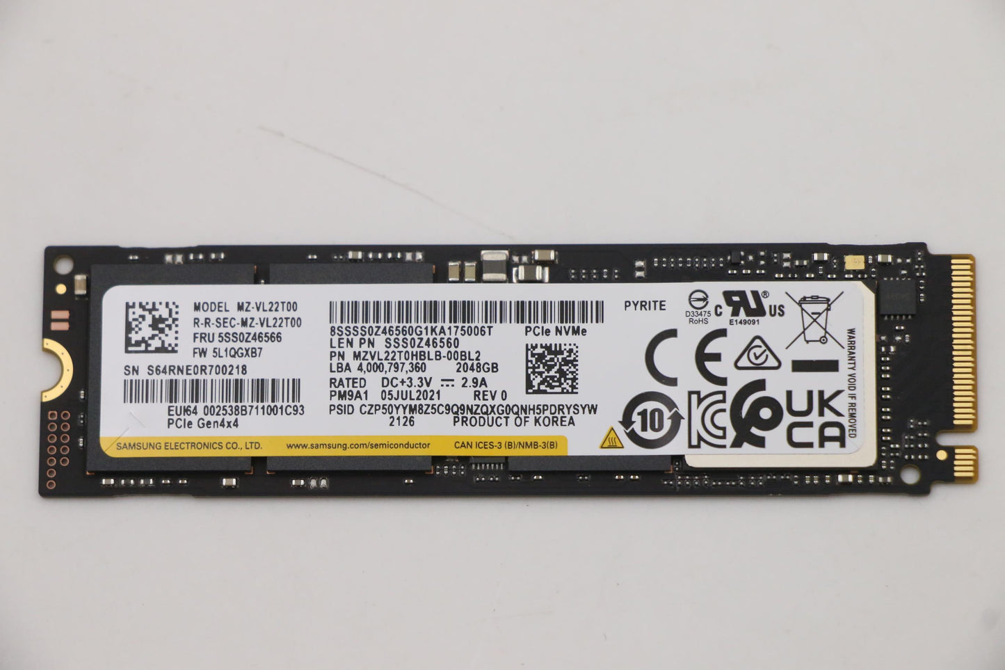 Lenovo (5SS0Z46566) 2TB SSD M.2 2280 PCIe4x4 by Samsung